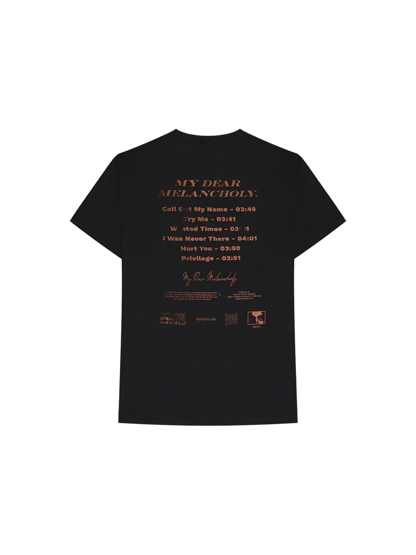 Мужская футболка оверсайз с принтом The Weeknd My Dear Melancholy Tee — изображение 2 из 2, черный