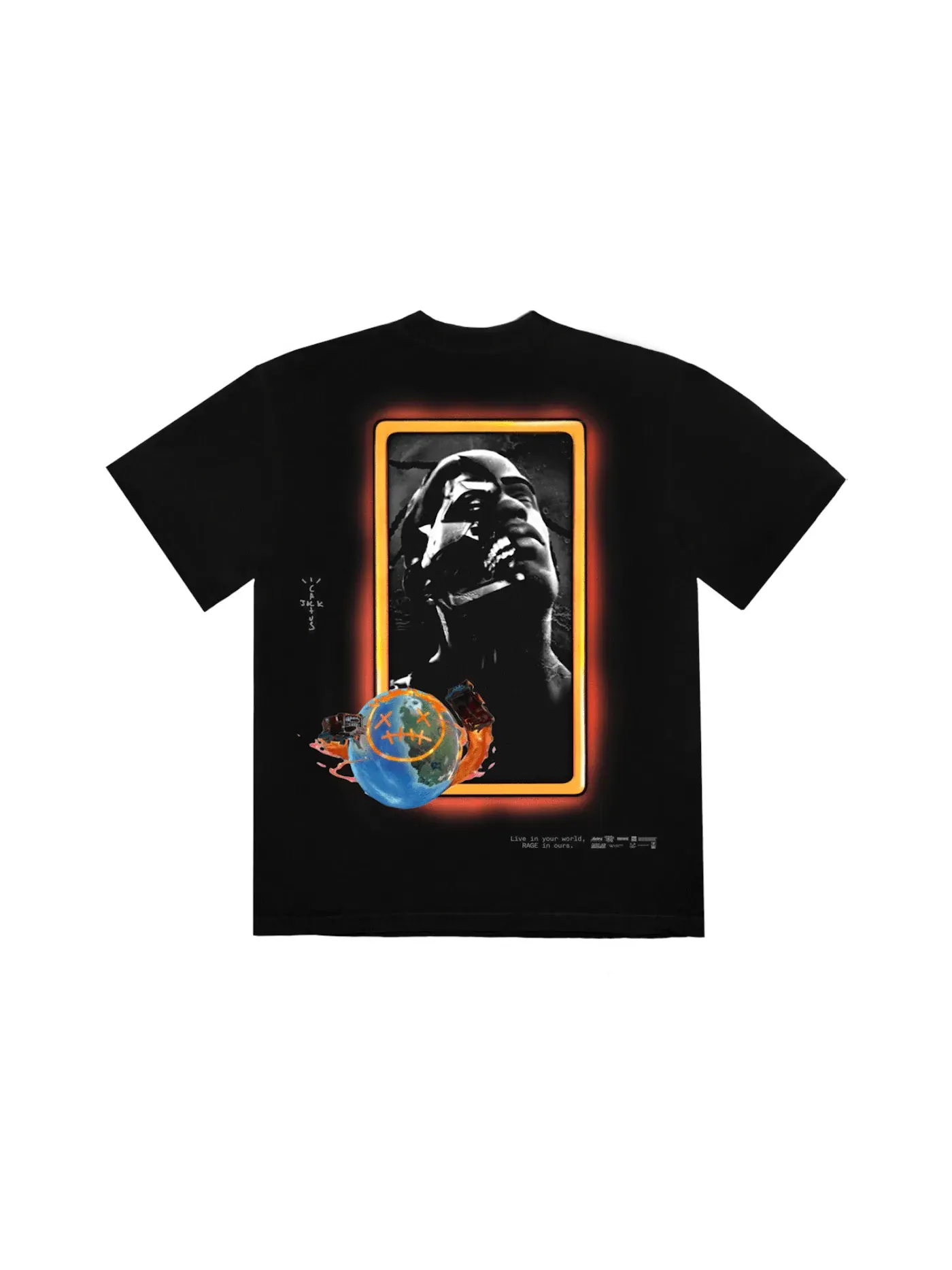 Мужская футболка с принтом Travis Scott T-shirt — изображение 2 из 2, черный