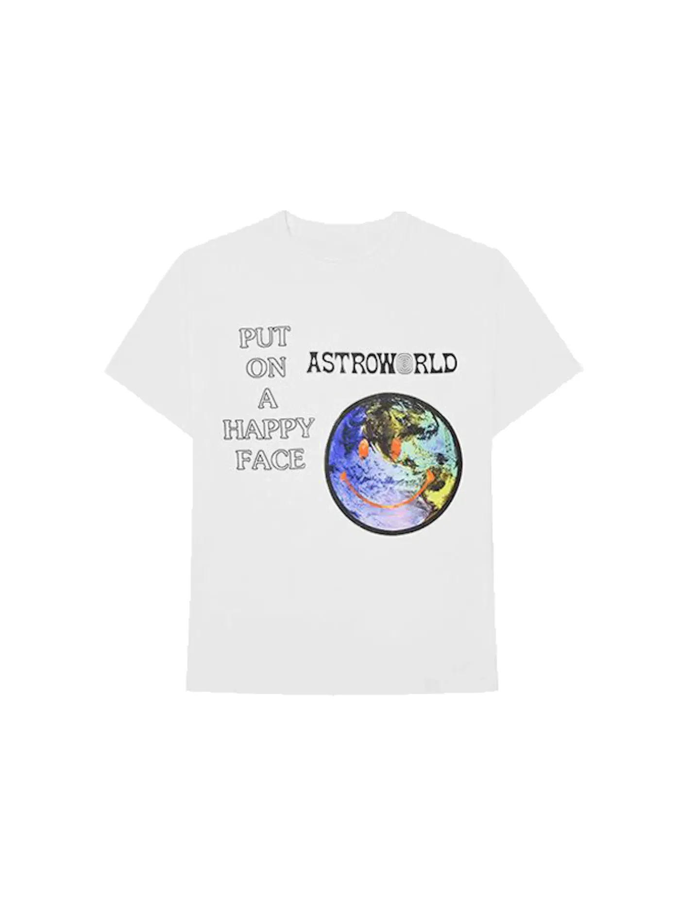 Мужская футболка с принтом Travis Scott Astroworld Happy Face Tee Travis Scott — изображение 1 из 2, белый