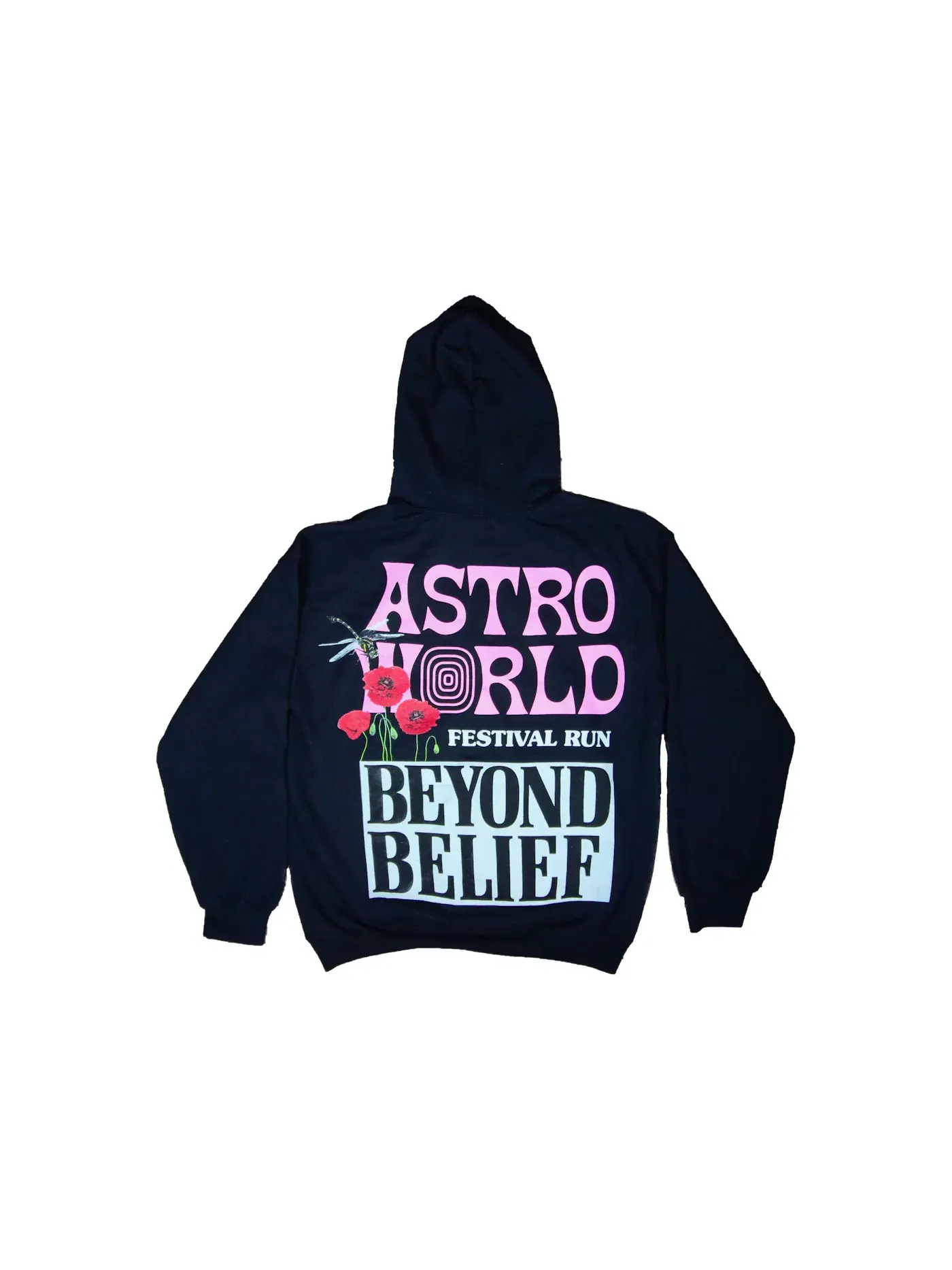 Мужская худи с принтом Run Beyond Belief Travis Scott — изображение 2 из 2, черный