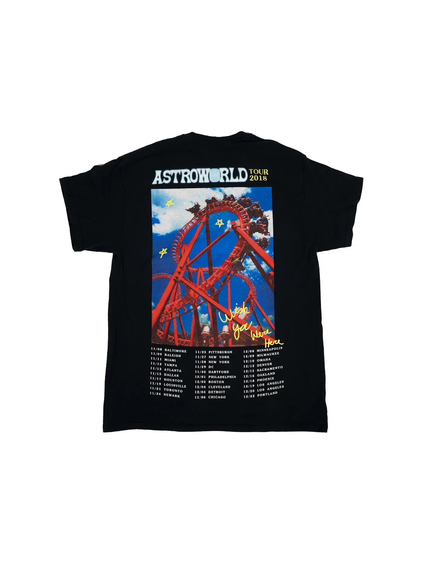 Мужская футболка с принтом Travis Scott Astroworld Roller Coaster Tee — изображение 2 из 2, черный