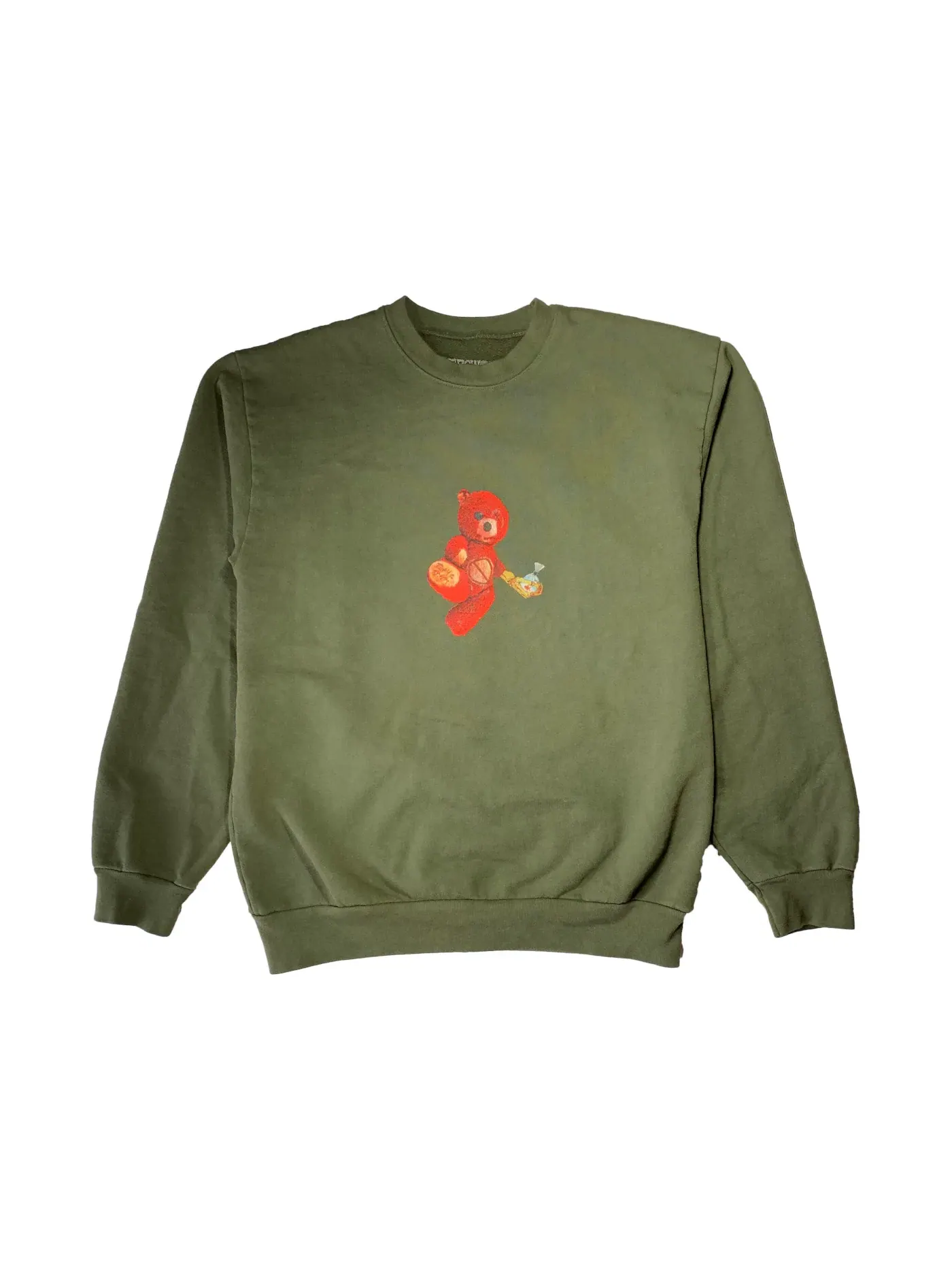 Мужской свитшот с принтом Skipping Bear Travis Scott — изображение 1 из 2, оливковый