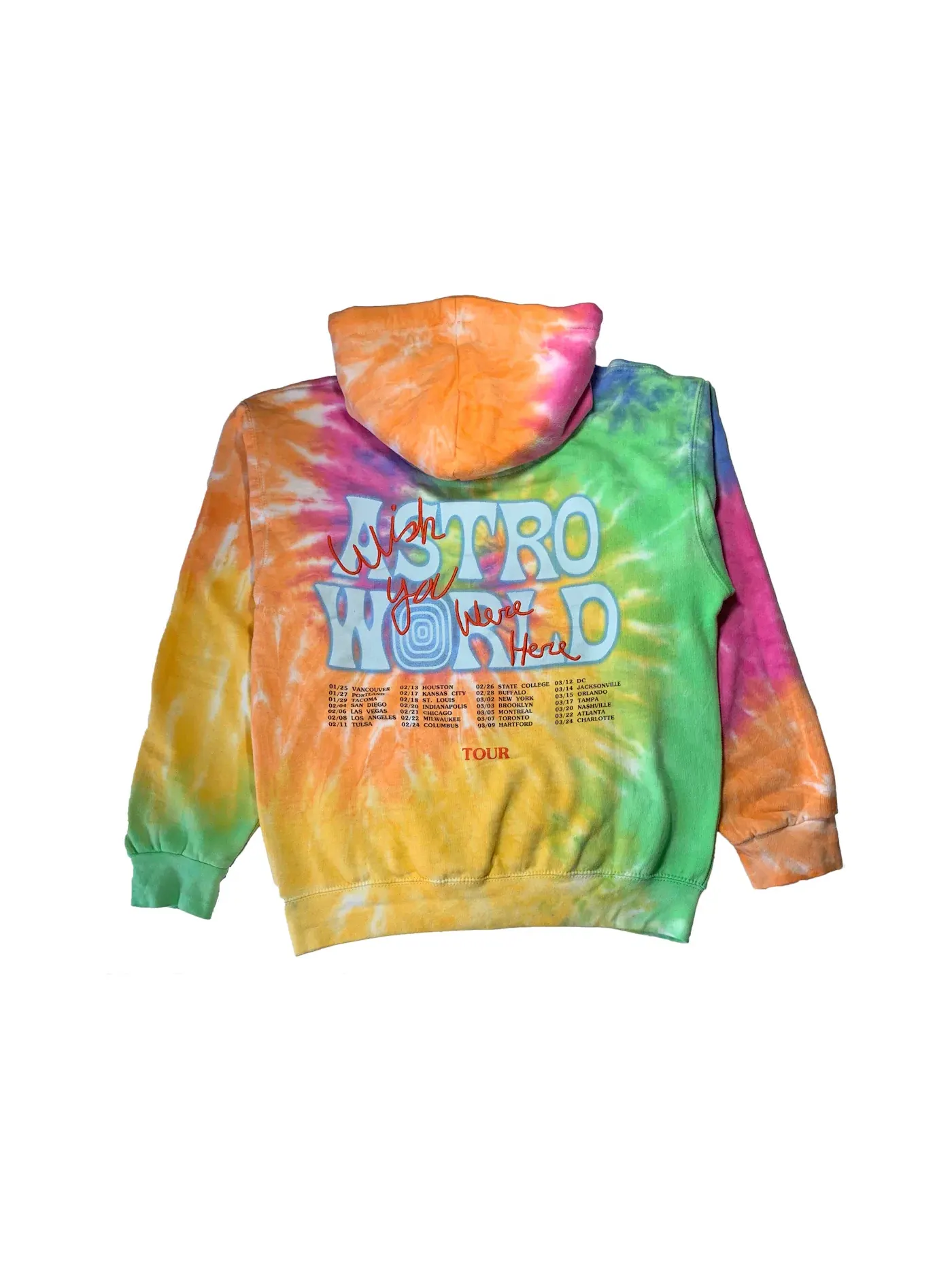 Мужской худи с принтом Travis Scott Astroworld Tour Skipping Bear Hoodie Tie Dye — изображение 2 из 2, мульти