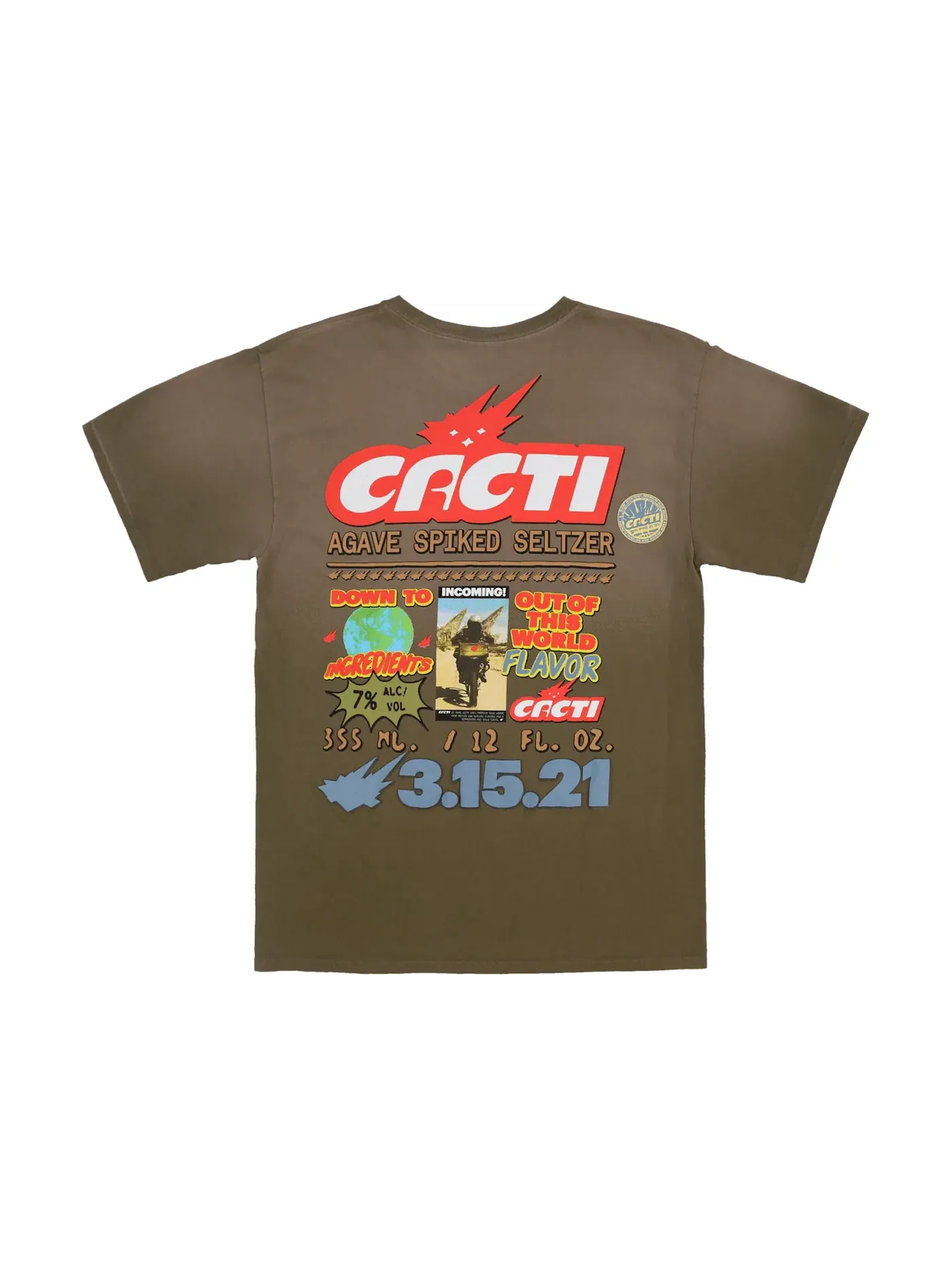 Мужская футболка с принтом Travis Scott Cacti Down To Earth Tee 2 — изображение 1 из 2, коричневый