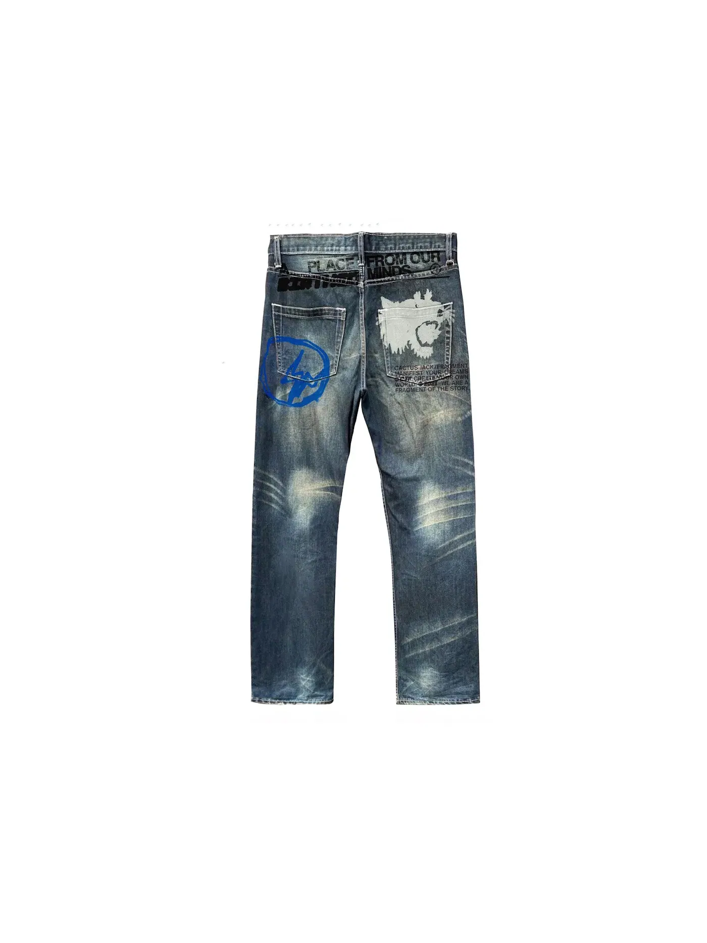 Мужские джинсы с эффектом потертости Pant Travis Scott — изображение 1 из 2, синий