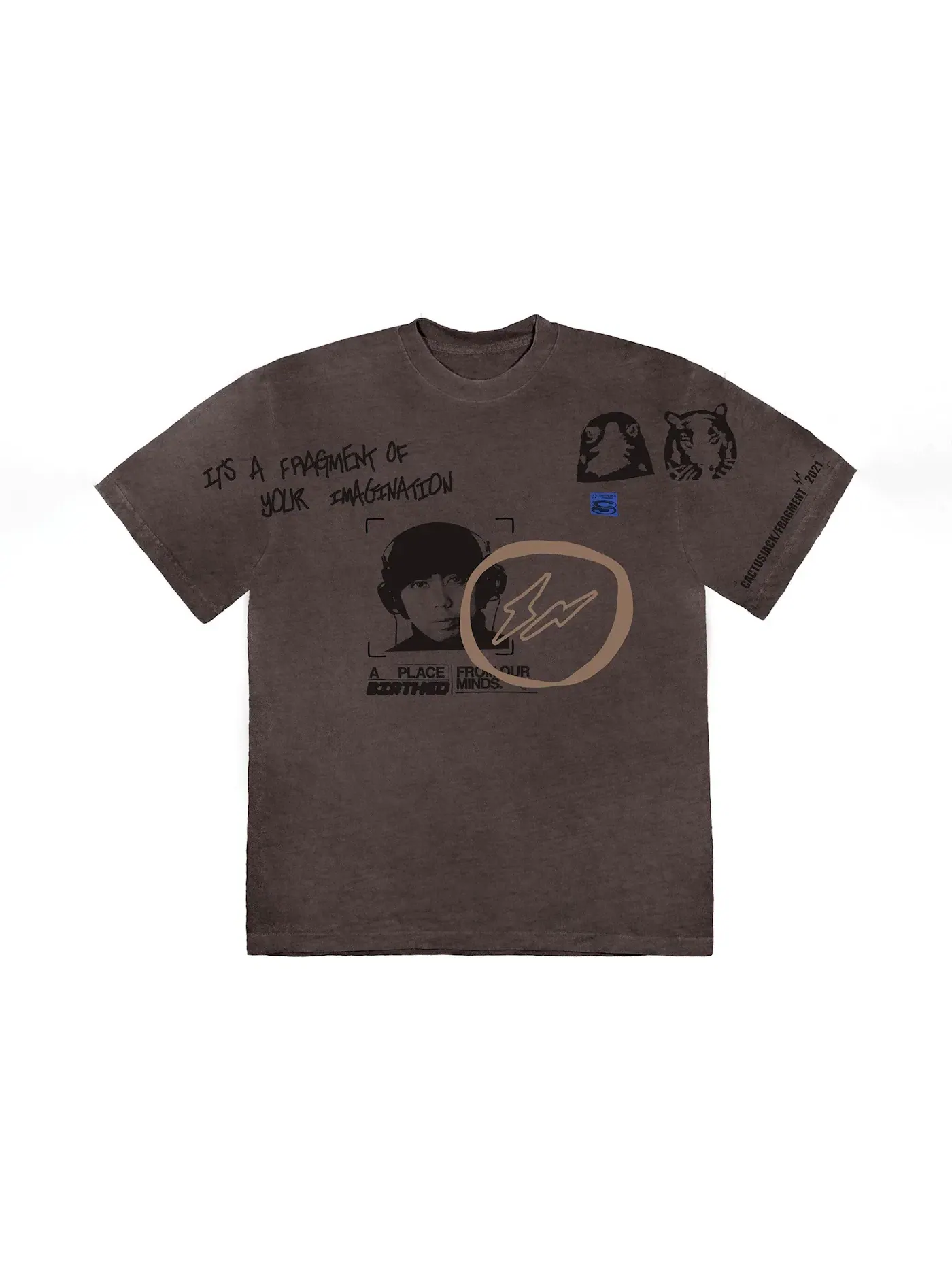Мужская футболка с принтом Travis Scott Cactus Jack For Fragment Hiroshi Tee — изображение 1 из 2, коричневый