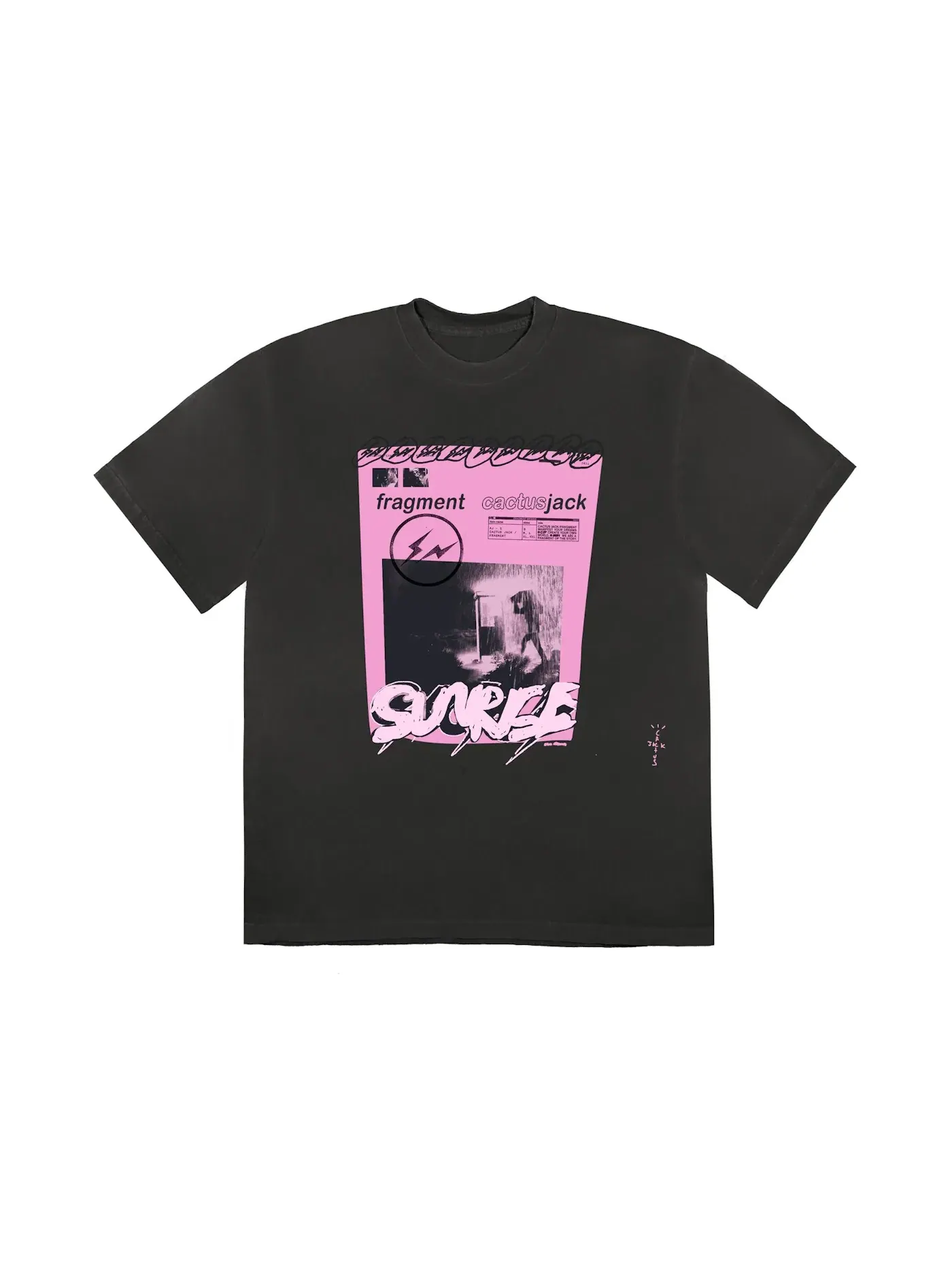 Мужская футболка с принтом Travis Scott Cactus Jack For Fragment Pink Sunrise — изображение 1 из 1, черный