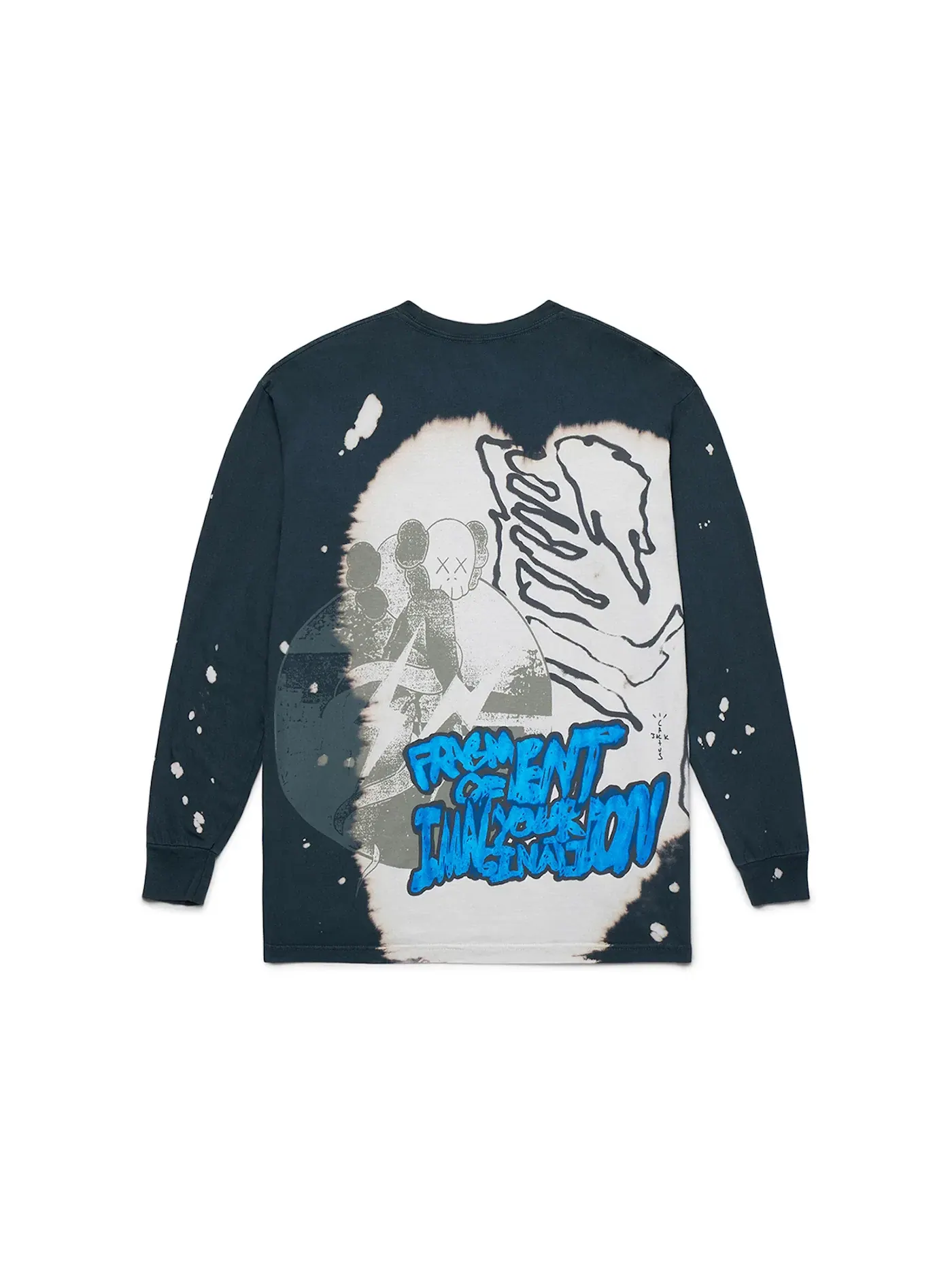 Мужская футболка с длинным рукавом Travis Scott Cactus Jack + Kaws For Fragment — изображение 2 из 3, мульти серый