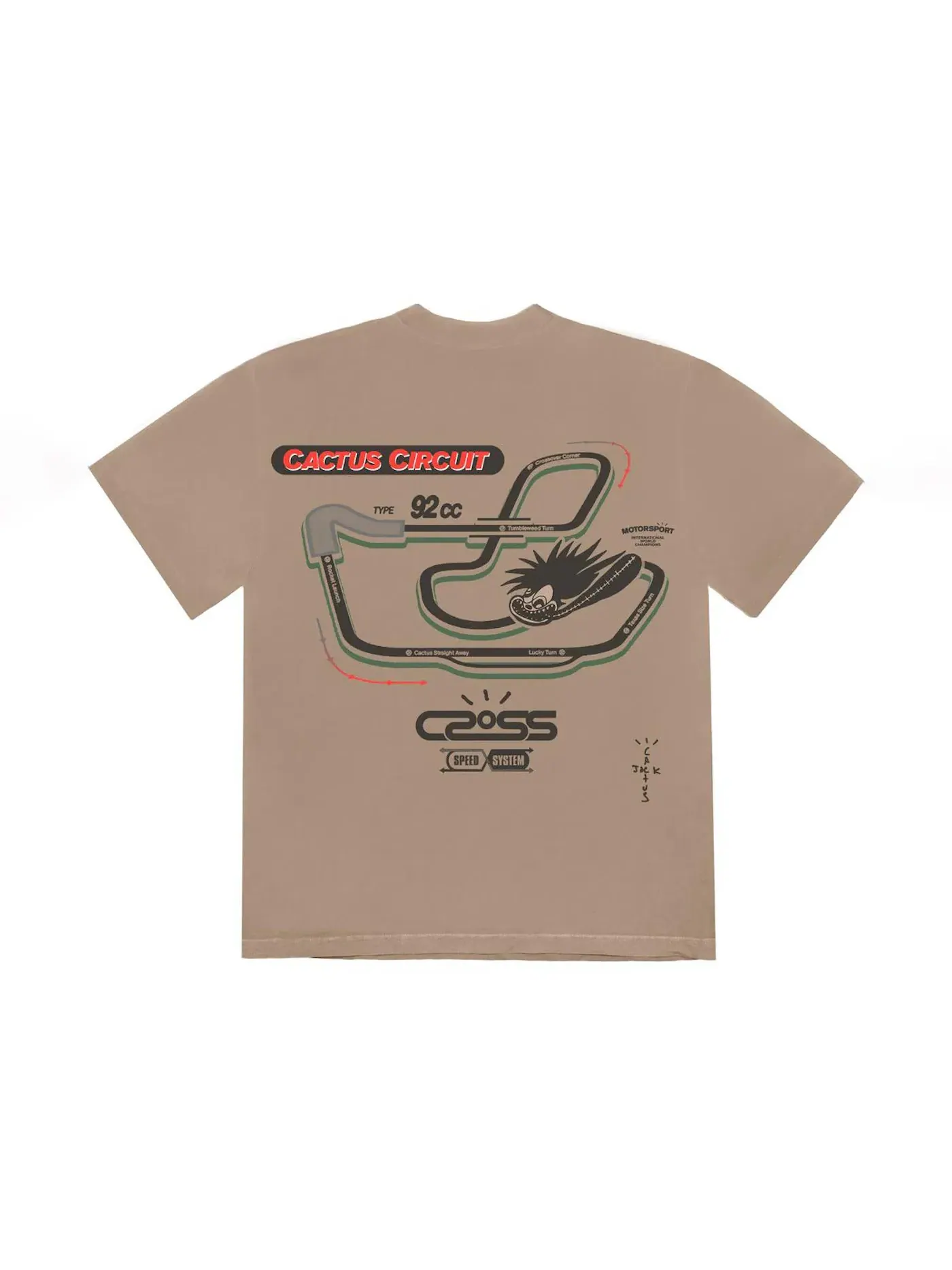 Мужская футболка с принтом Travis Scott Cactus Jack Racetrack Tee — изображение 2 из 2, бежевый
