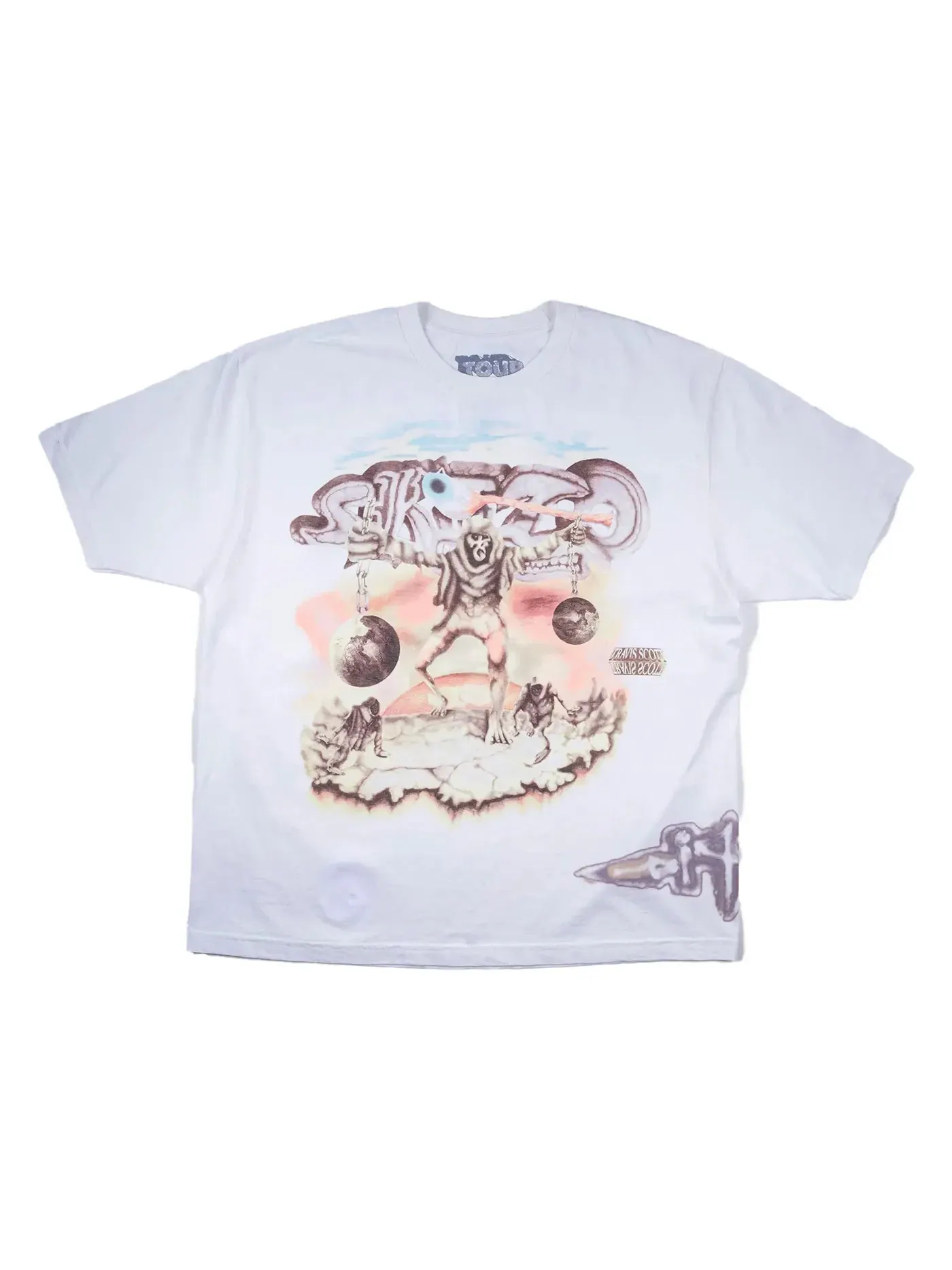 Мужская футболка с принтом Travis Scott Cactus Jack Utopia Tour Skitzo Circus Maximus — изображение 1 из 2, белый