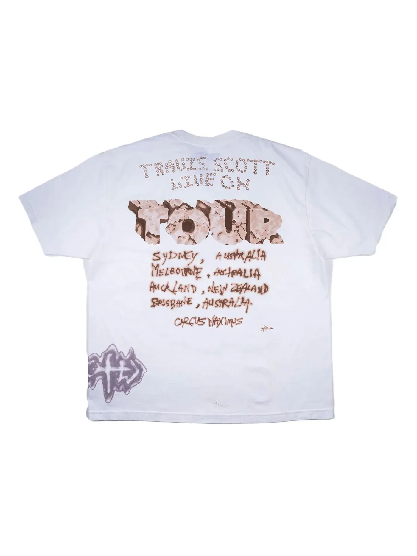 Мужская футболка с принтом Travis Scott Cactus Jack Utopia Tour Skitzo Circus Maximus — изображение 2 из 2, белый
