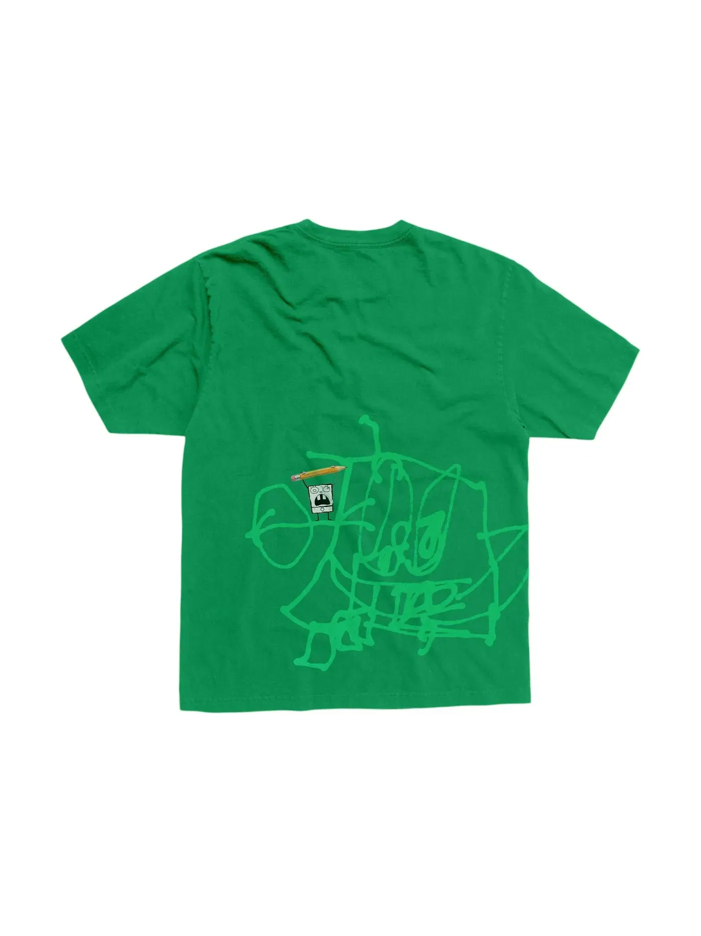 Мужская футболка с принтом Travis Scott Cactus Jack x Spongebob Doodlebob Tee — изображение 1 из 2, зеленый