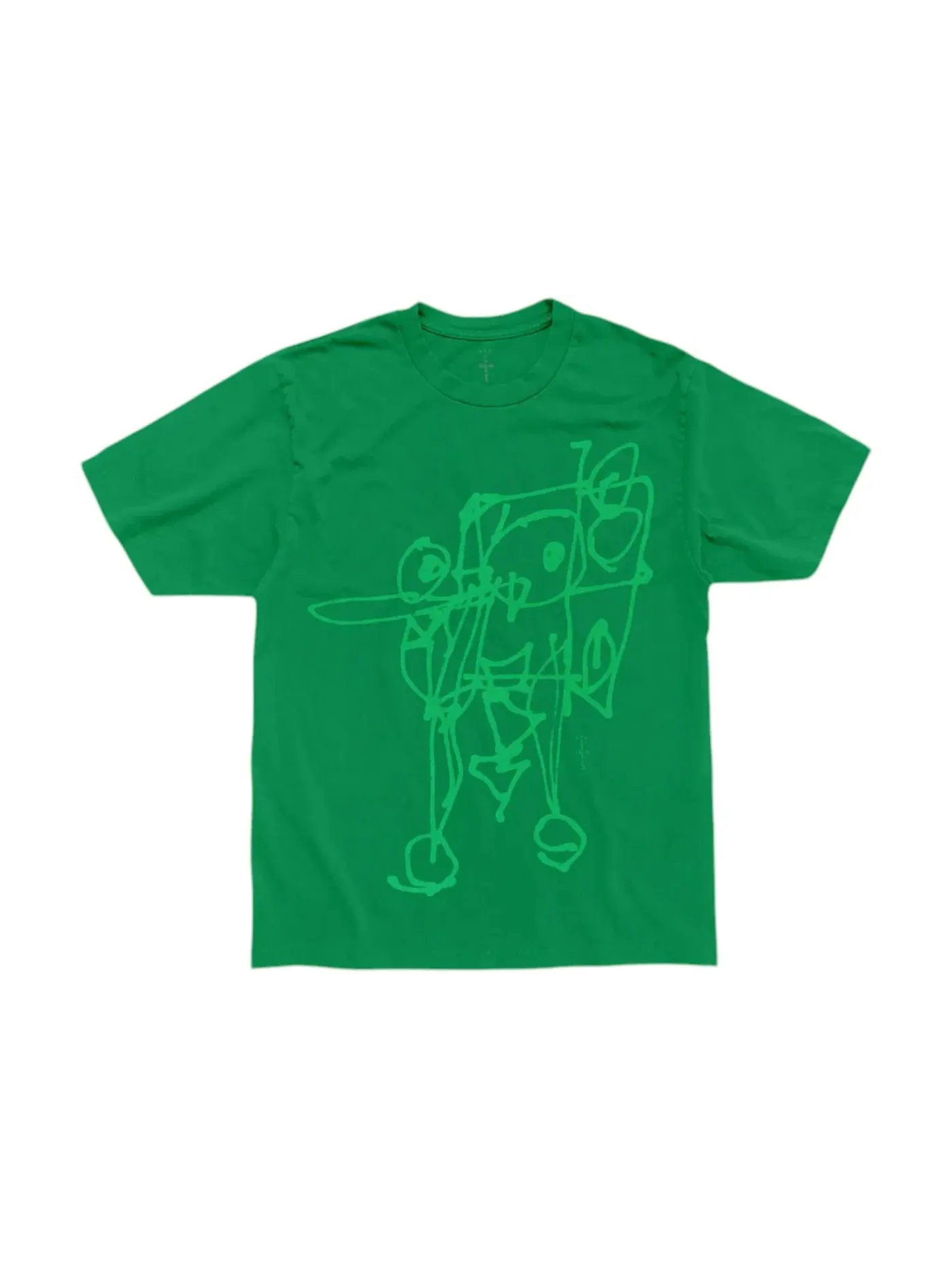 Мужская футболка с принтом Travis Scott Cactus Jack x Spongebob Doodlebob Tee — изображение 2 из 2, зеленый