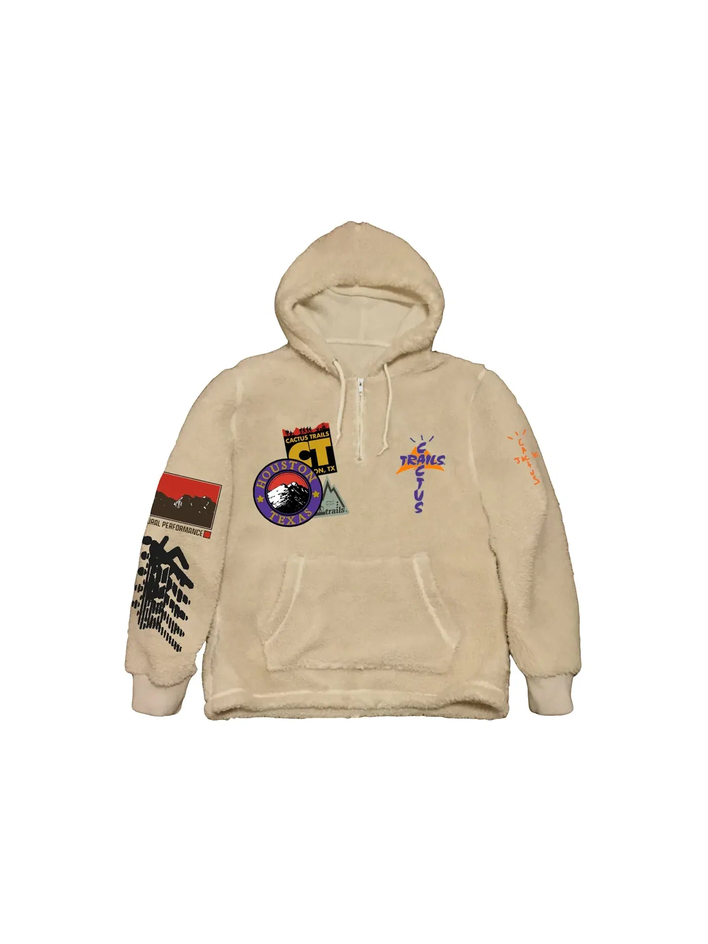 Мужская худи из флиса с принтом Sherpa Hoodie Travis Scott — изображение 1 из 1, бежевый
