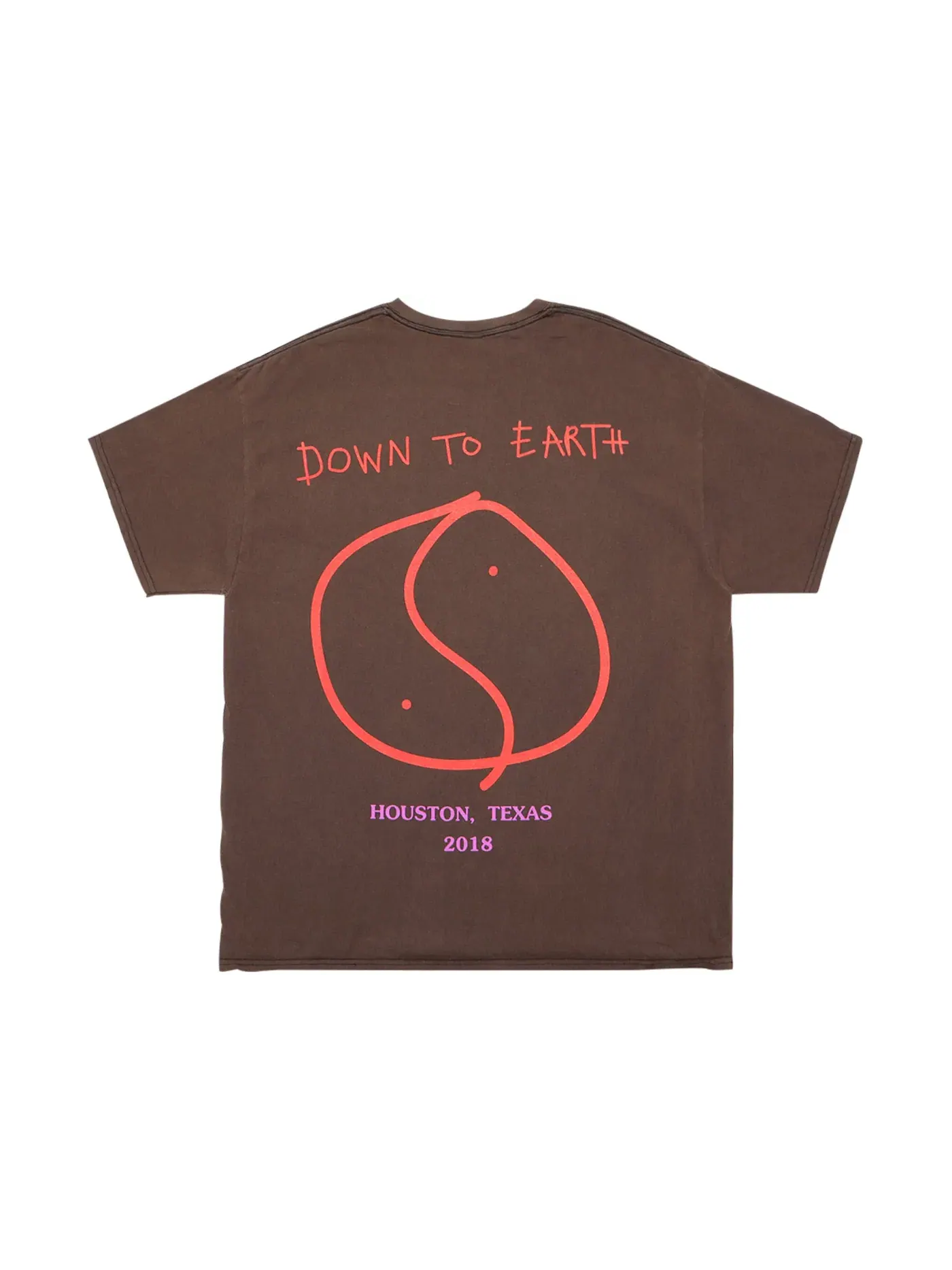 Мужская футболка с принтом Travis Scott Happy Face Festival Tee Travis Scott — изображение 2 из 2, коричневый