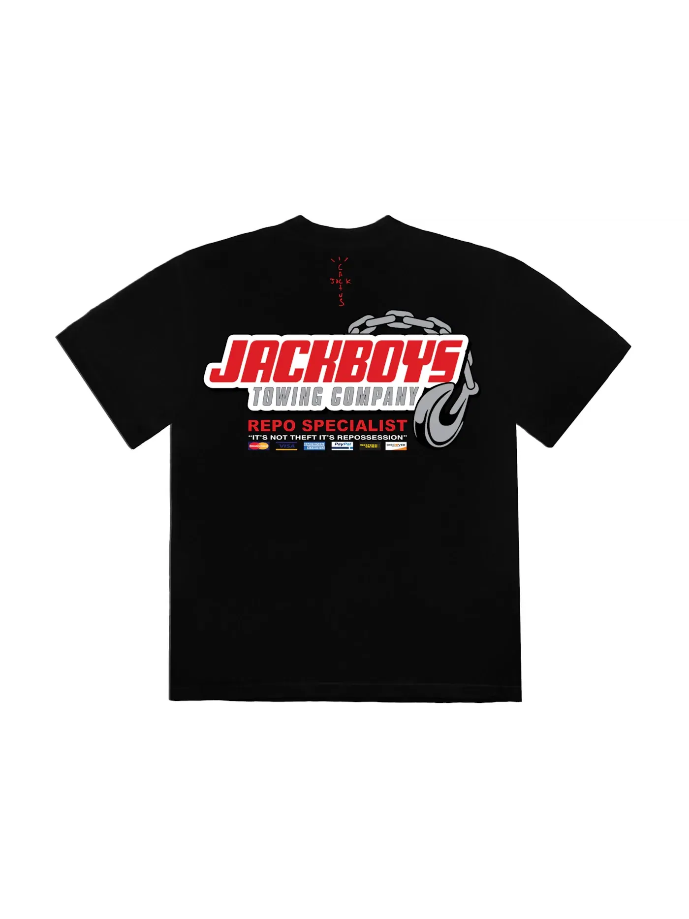 Мужская футболка с принтом Travis Scott JACKBOYS Repo T-Shirt — изображение 2 из 2, черный