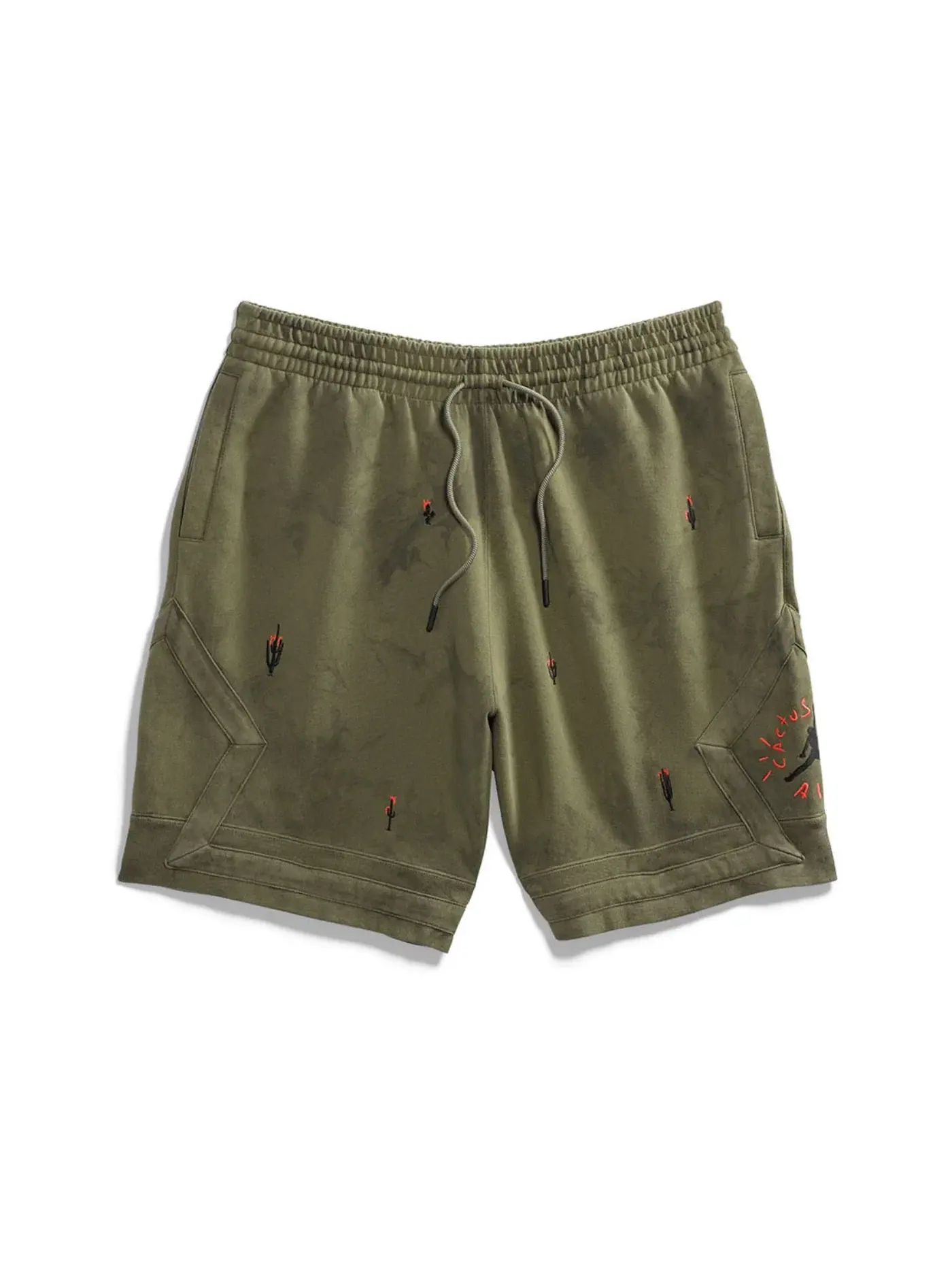 Мужские шорты из замши с эффектом стирки Travis Scott Shorts — изображение 1 из 1, оливковый