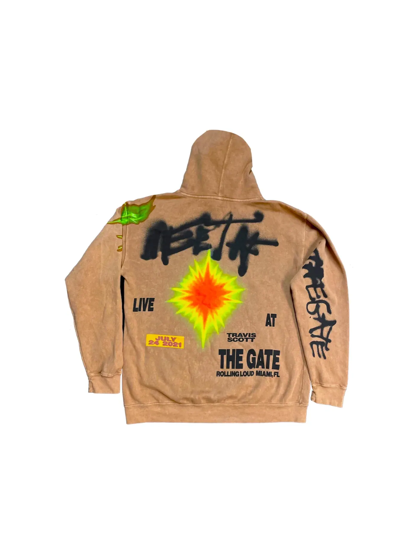 Мужской худи с принтом Travis Scott Live at The Gate Travis Scott — изображение 2 из 2, коричневый