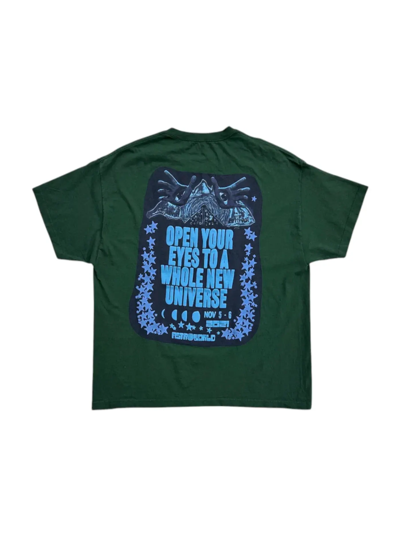 Мужская футболка с принтом Travis Scott Open Your Eyes Tee — изображение 2 из 2, зеленый