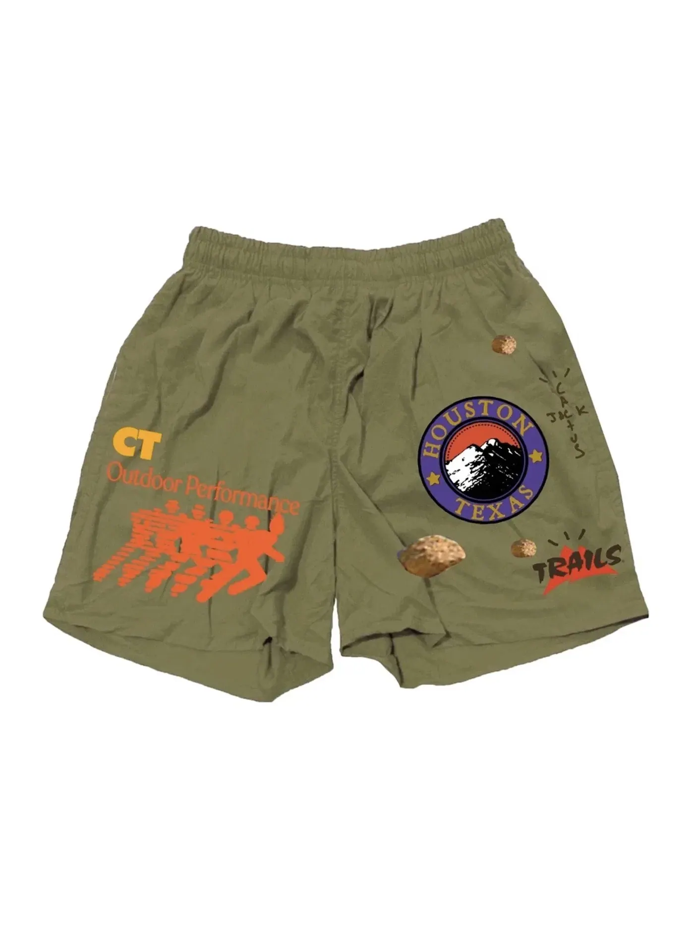 Мужские шорты с принтом Travis Scott Shorts — изображение 1 из 2, оливковый