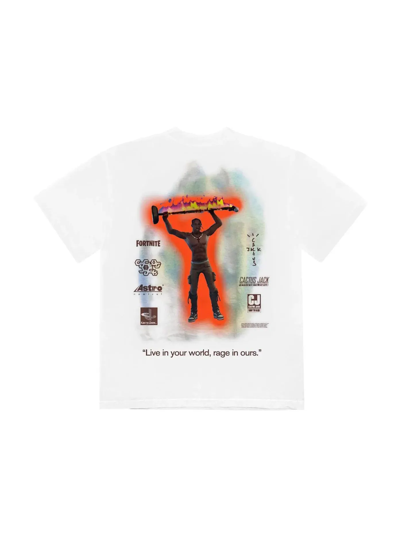 Мужская футболка с принтом Travis Scott The Scotts Rage Emote — изображение 2 из 2, белый