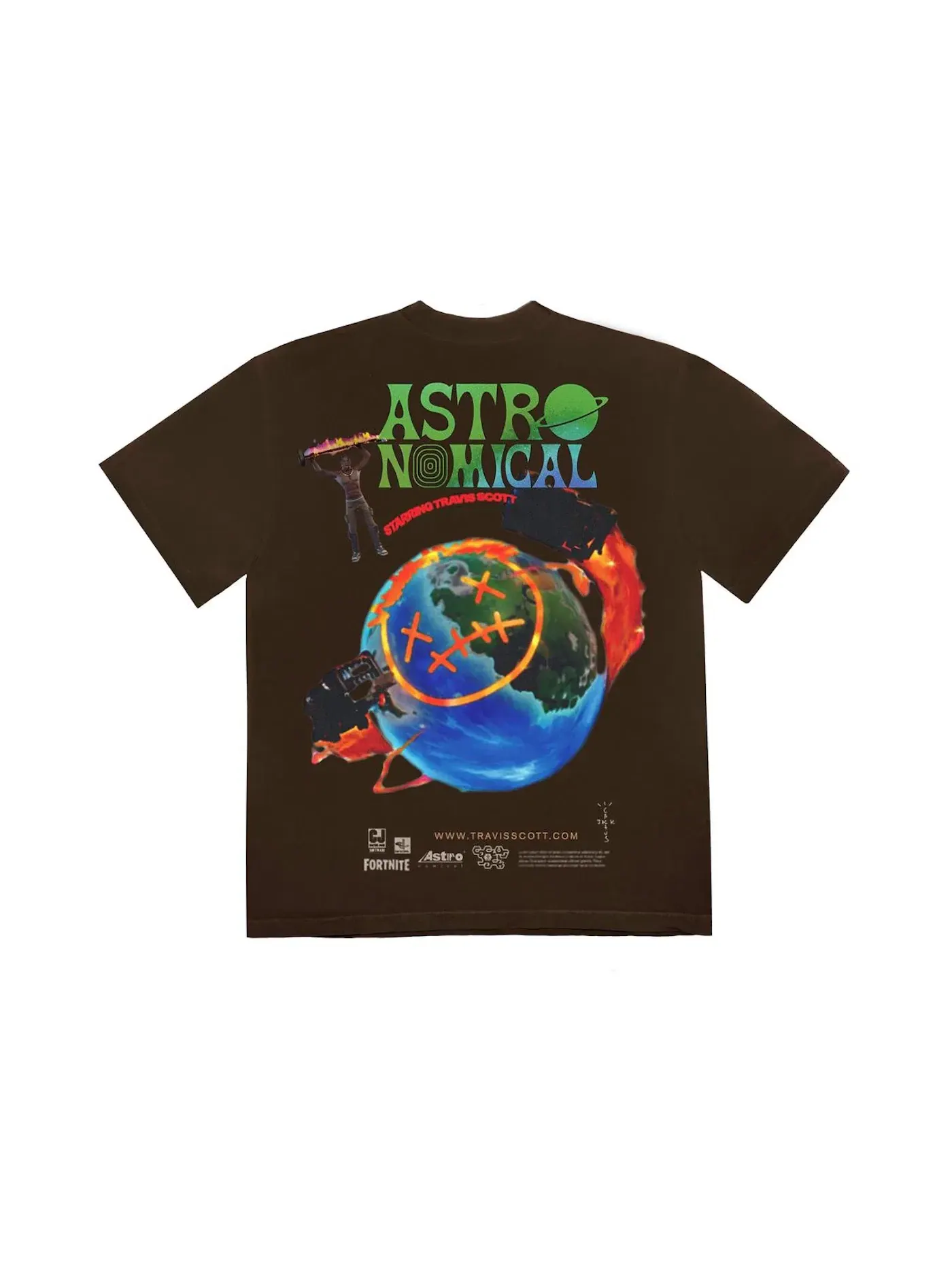 Мужская футболка с принтом Travis Scott The Scotts Sicko Event Travis Scott — изображение 2 из 2, коричневый