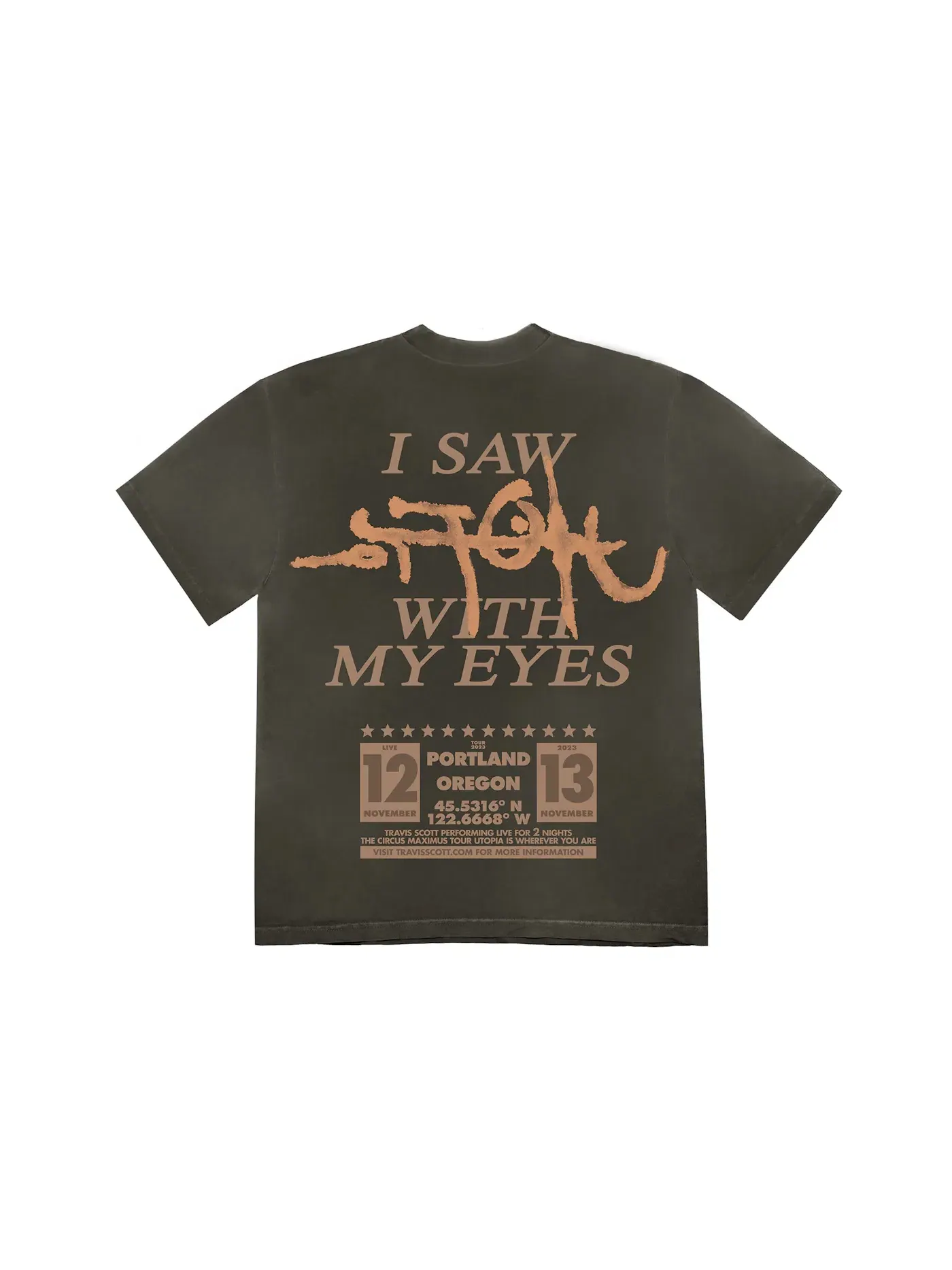 Мужская футболка с принтом Travis Scott Utopia Is In Portland T-shirt — изображение 2 из 2, черный