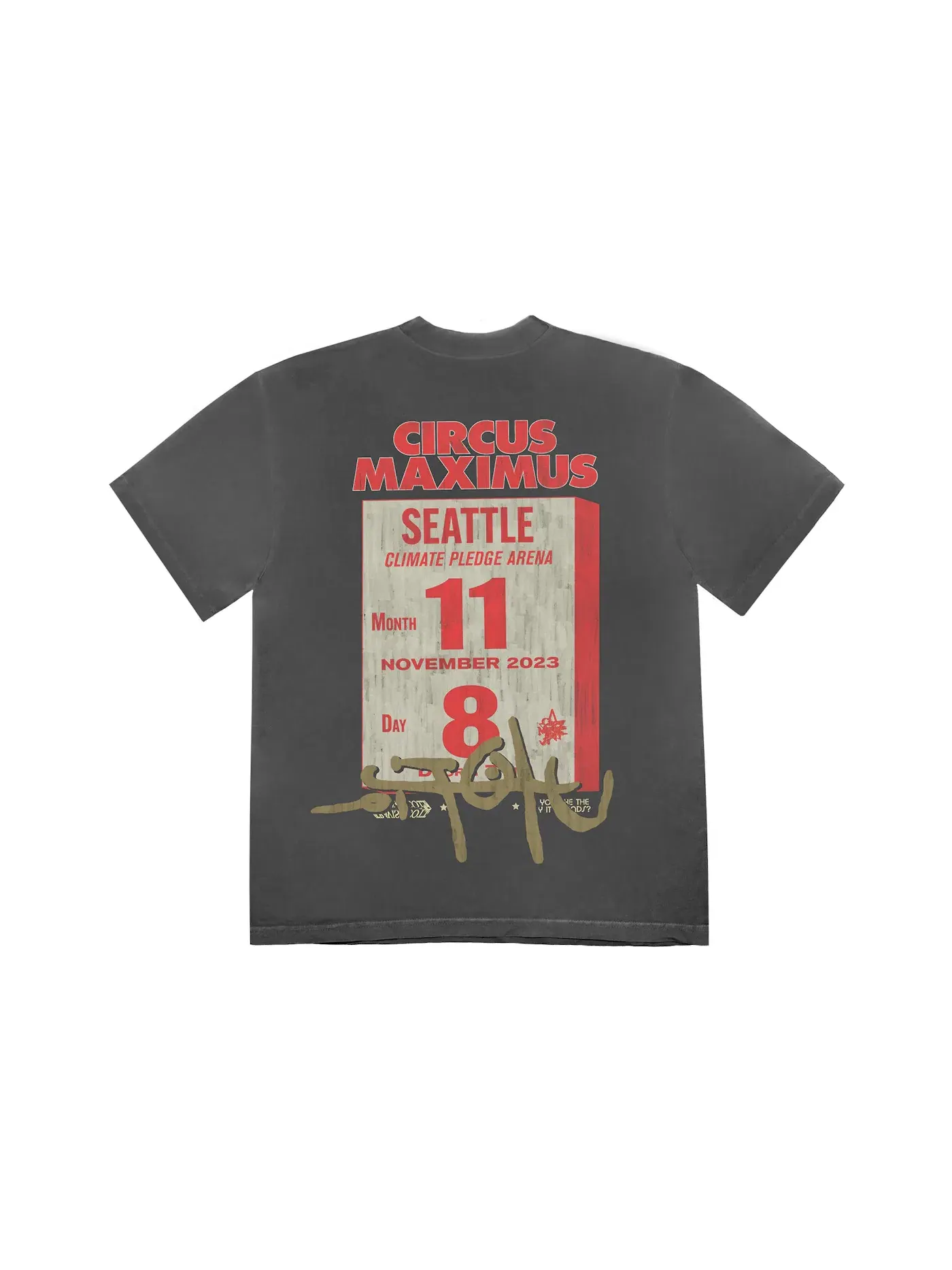 Мужская футболка с принтом Travis Scott Utopia Is In Seattle T-shirt — изображение 2 из 2, черный