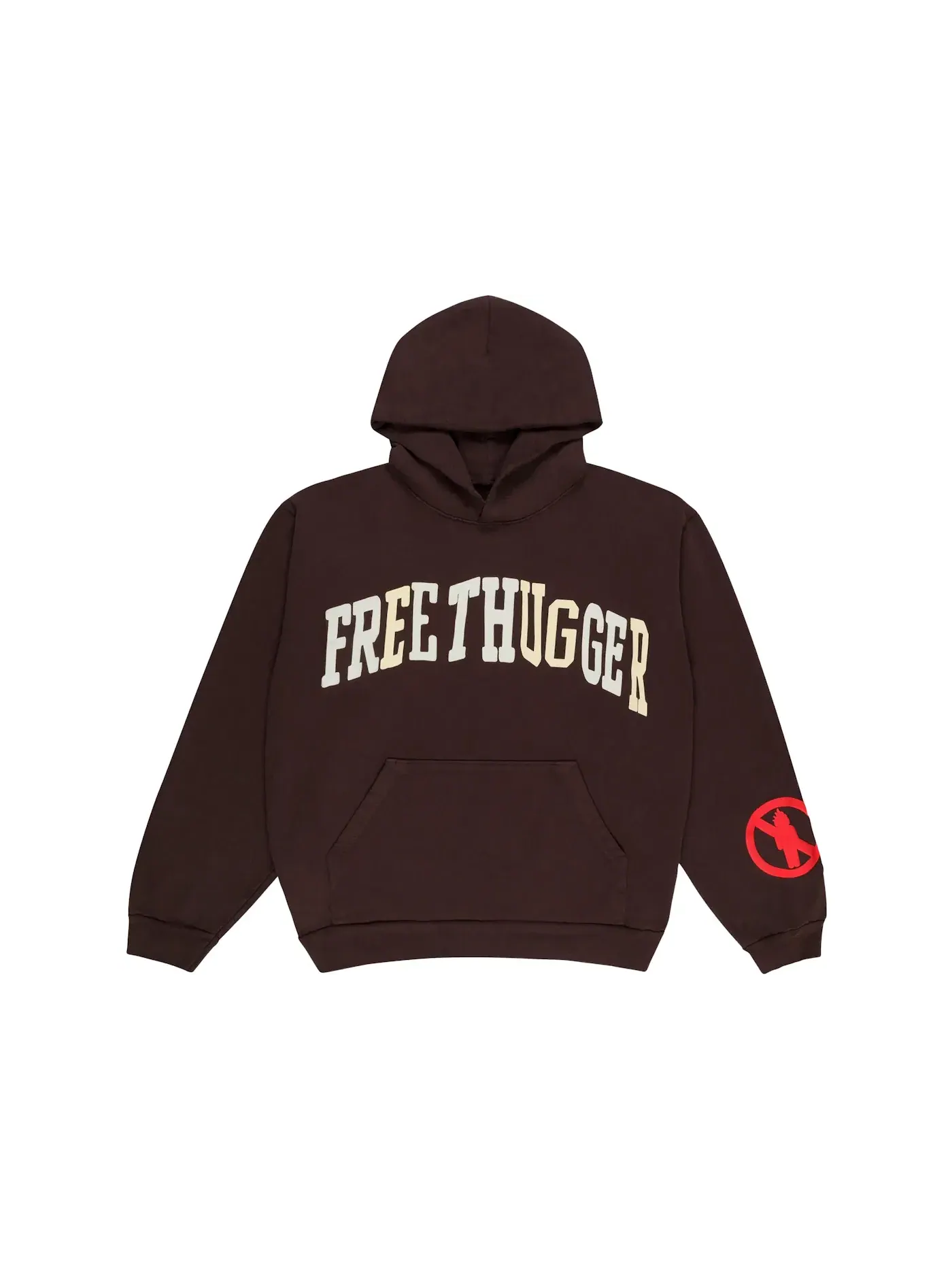 Мужской худи свободного кроя с принтом Free Thugger Travis Scott — изображение 1 из 2, коричневый