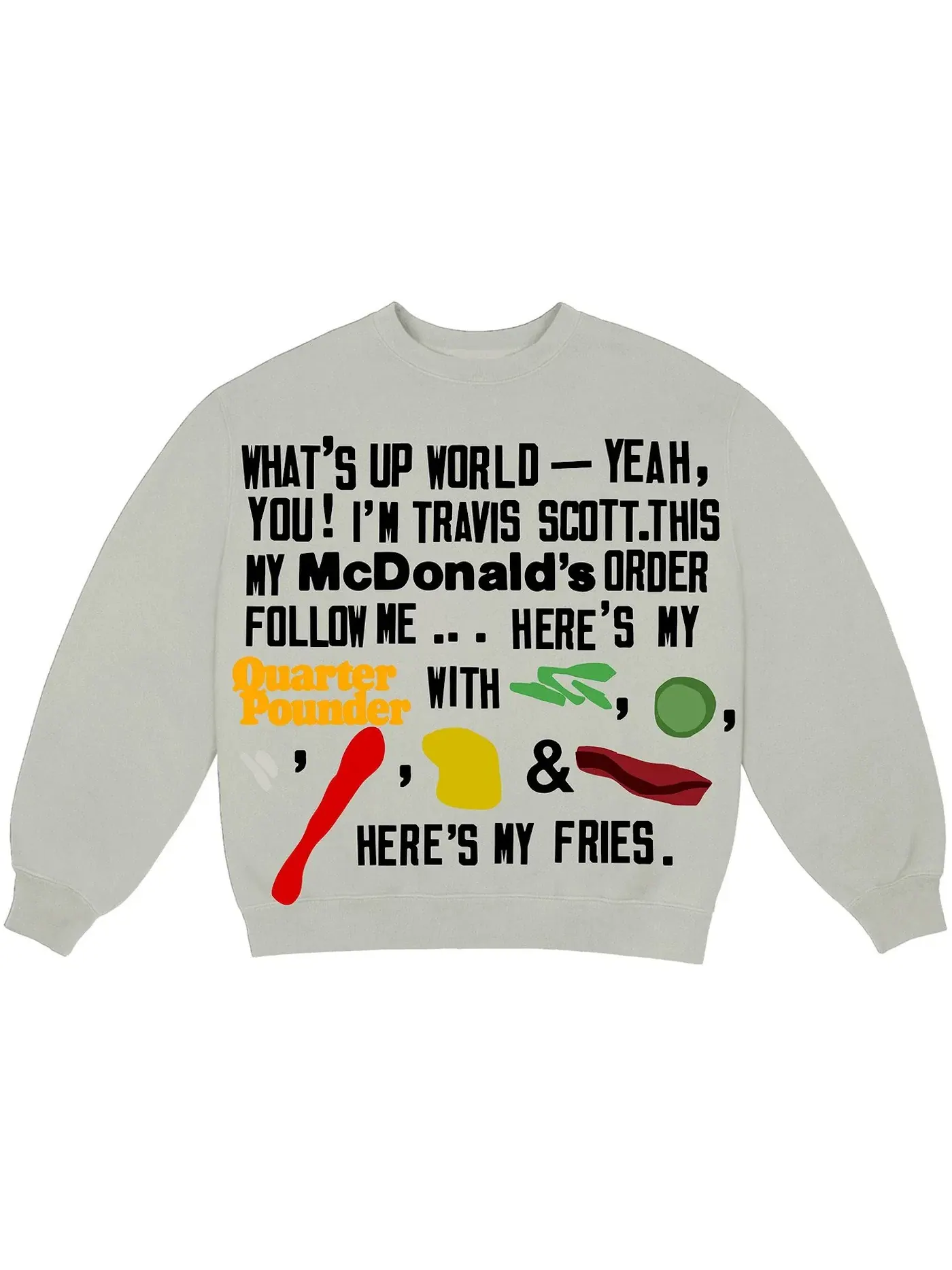 Мужской свитшот с круглым вырезом Crewneck Sweatshirt Travis Scott — изображение 1 из 1, серый