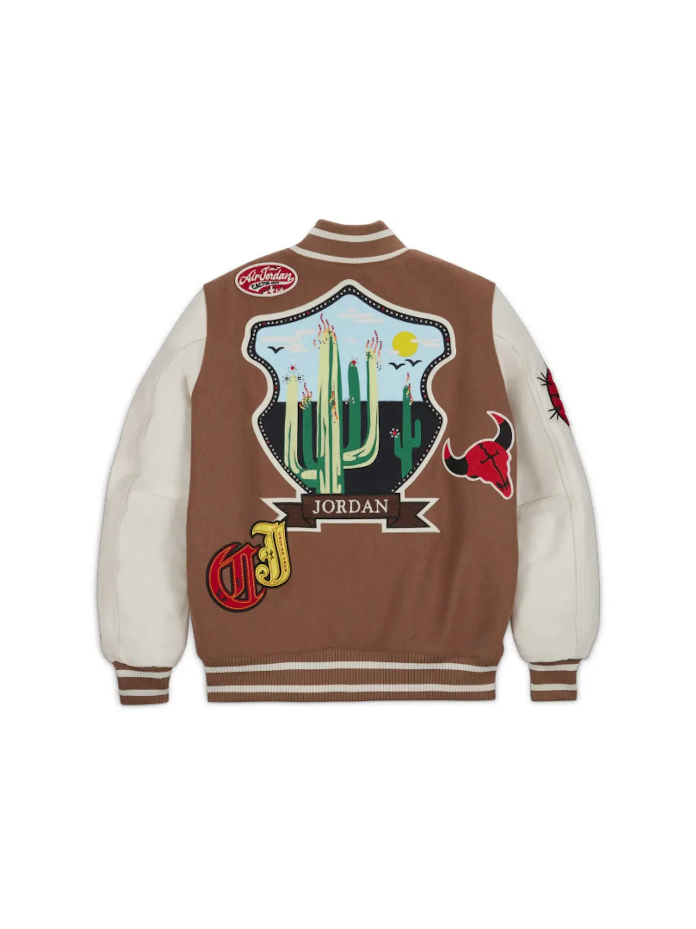 Мужская куртка-бомбер с вышивкой Travis Scott x Jordan Jacket — изображение 2 из 2, коричневый