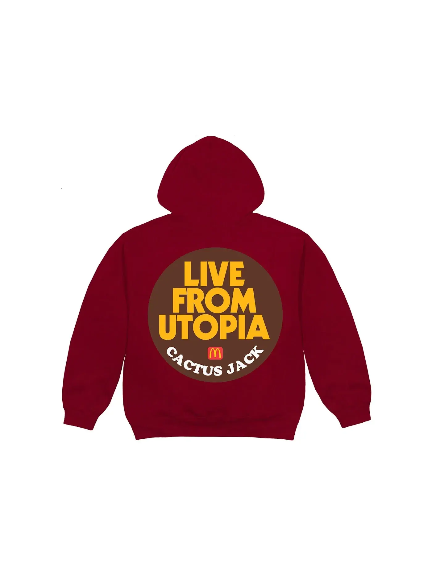 Мужской худи с принтом Travis Scott x McDonald's Live From Utopia Sticker Hoodie — изображение 1 из 2, бордовый