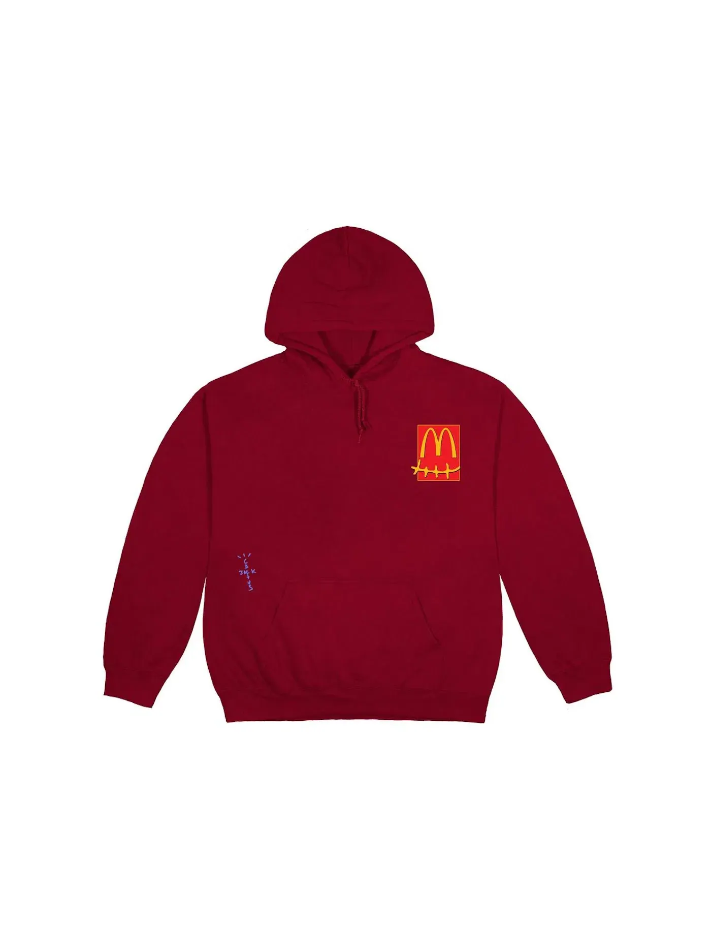 Мужской худи с принтом Travis Scott x McDonald's Live From Utopia Sticker Hoodie — изображение 2 из 2, бордовый