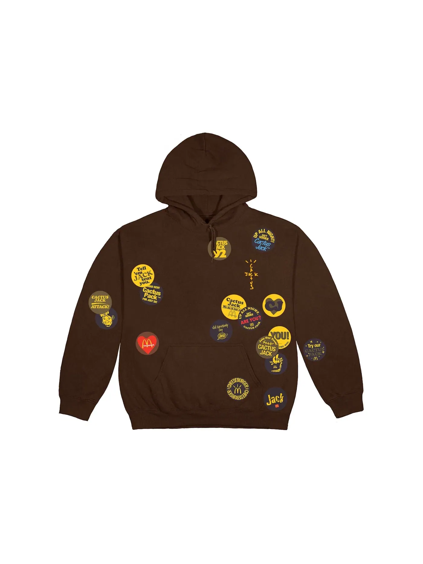 Мужской худи с принтом Travis Scott x McDonald's Sticker Bomb — изображение 1 из 2, коричневый