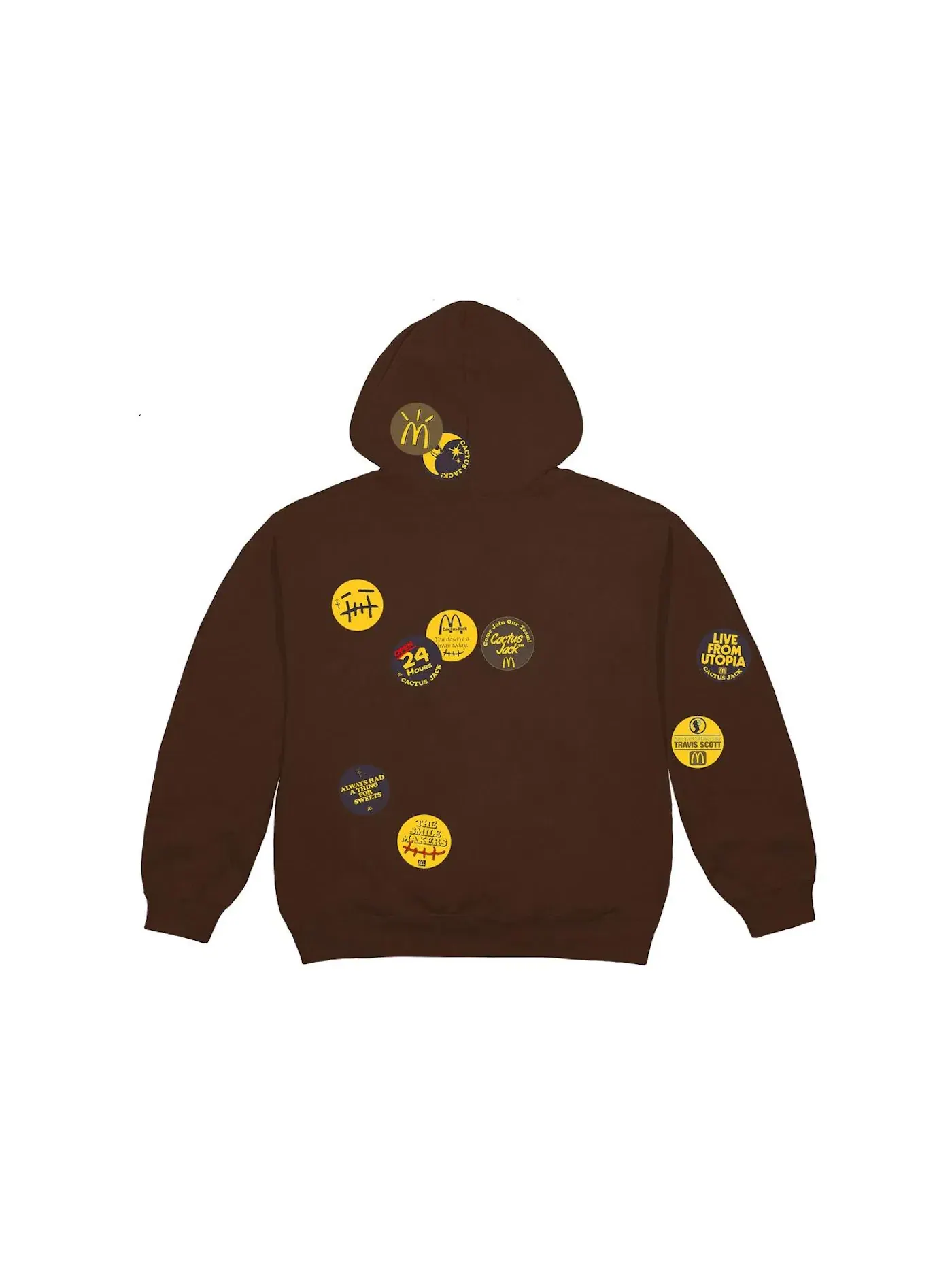 Мужской худи с принтом Travis Scott x McDonald's Sticker Bomb — изображение 2 из 2, коричневый