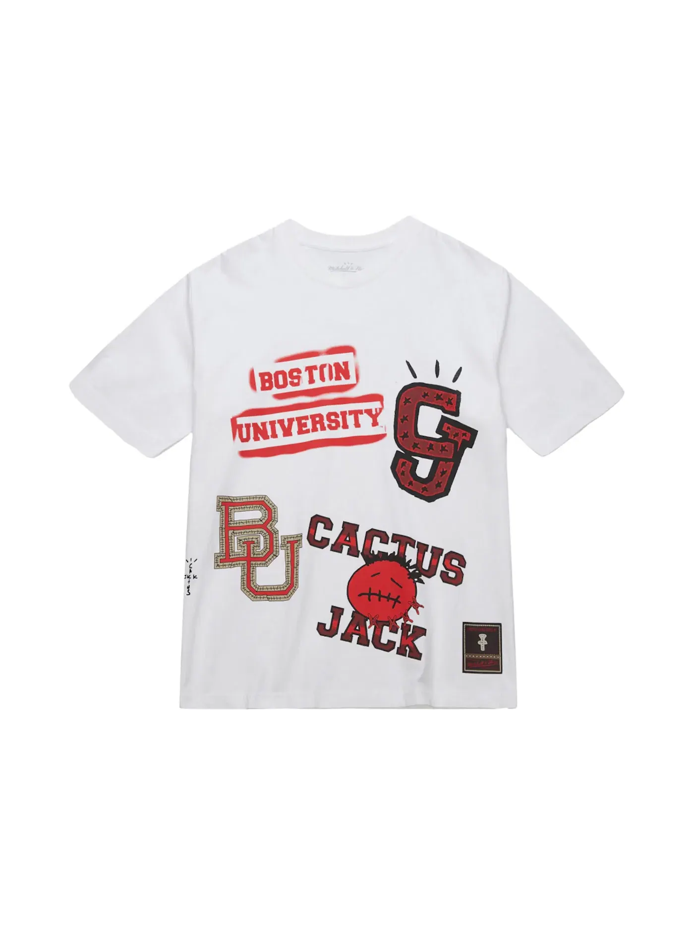 Детская футболка с принтом Travis Scott x Mitchell & Ness Boston University Hand-Drawn — изображение 1 из 2, белый