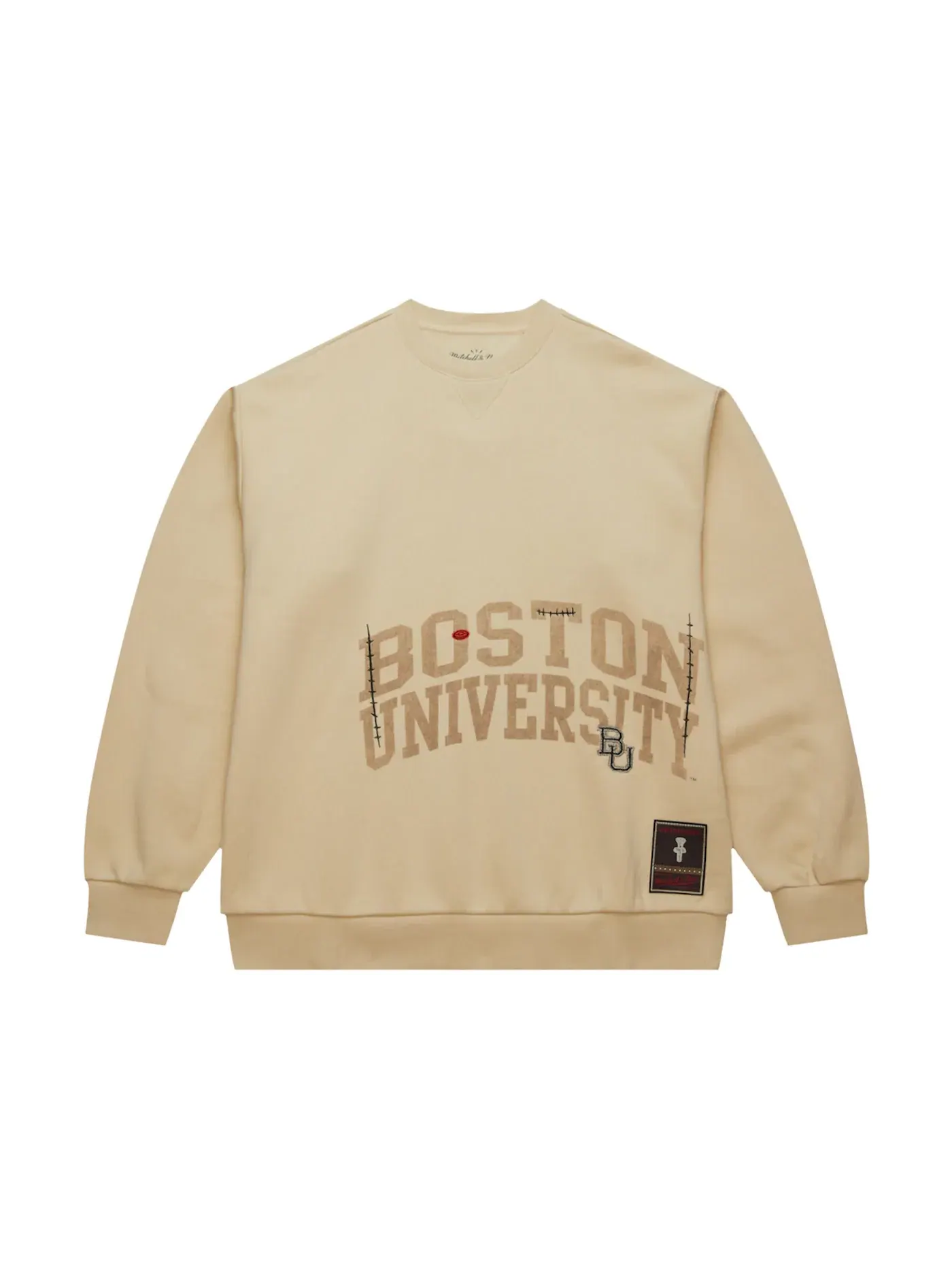Унисекс пуловер с длинным рукавом Travis Scott Mitchell & Ness Boston University — изображение 1 из 2, бежевый