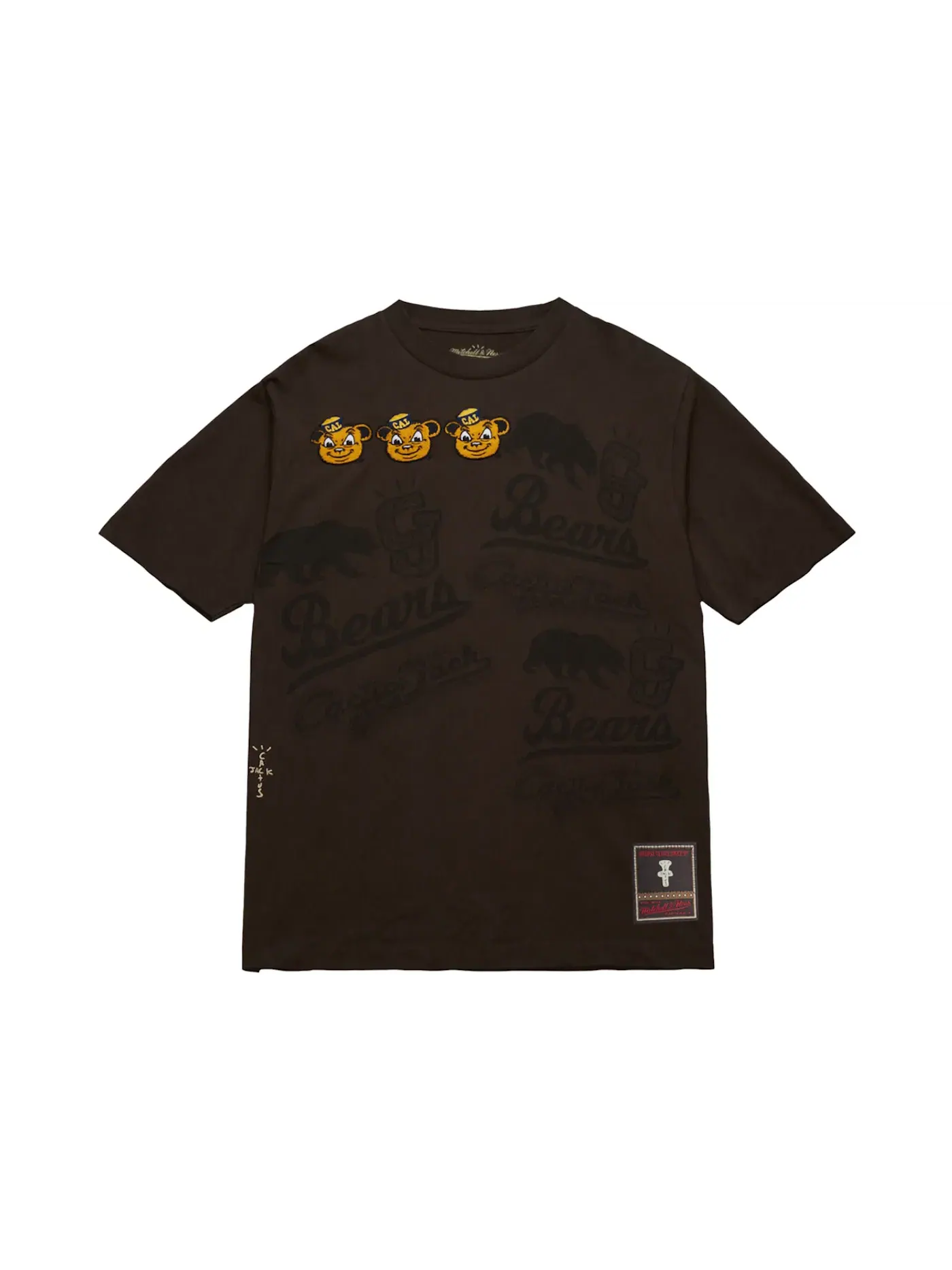 Унисекс футболка с принтом Travis Scott x Mitchell & Ness Cal Bears Seal — изображение 1 из 2, коричневый
