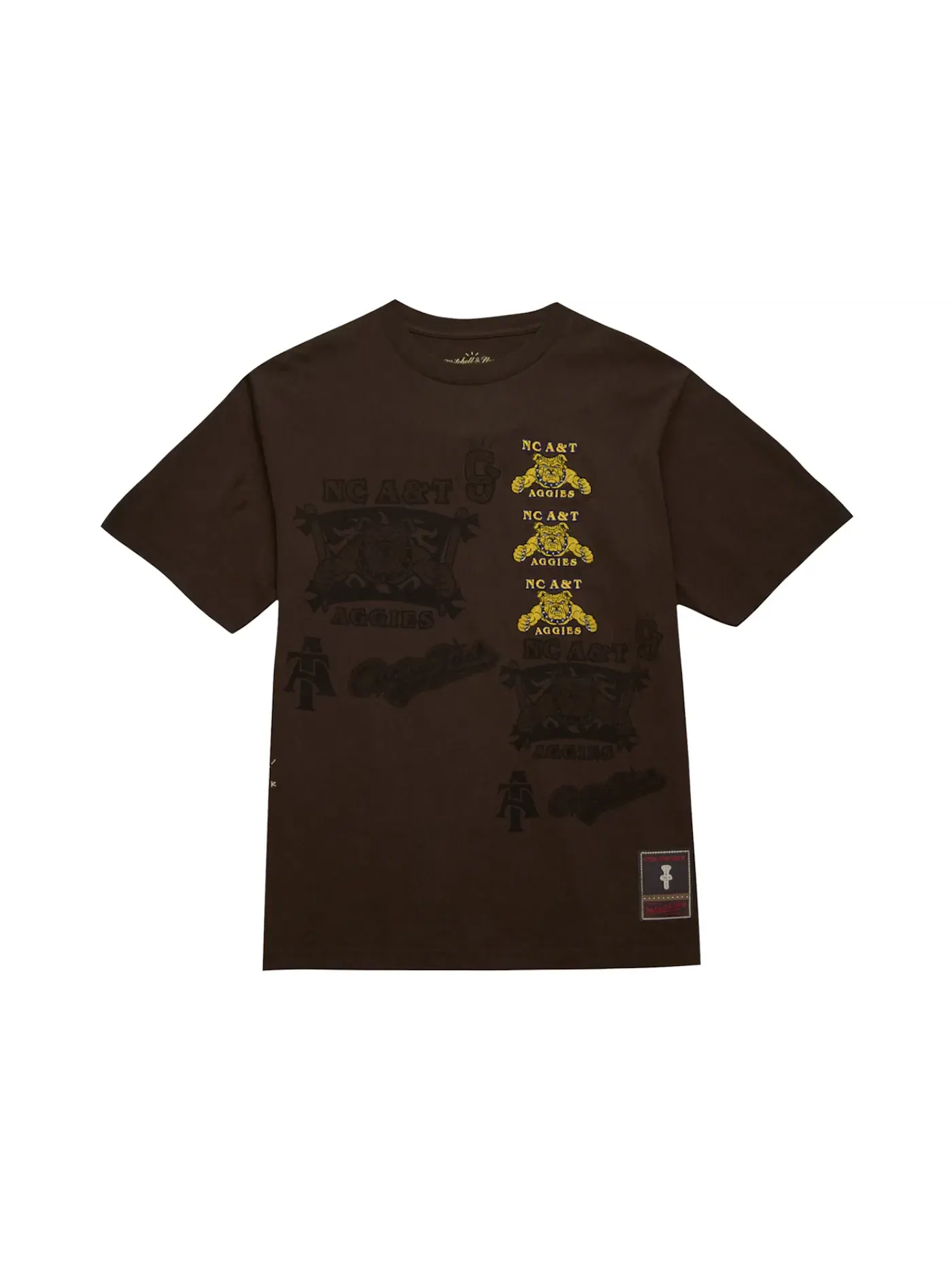 Футболка с принтом Travis Scott x Mitchell & Ness North Carolina A&T Aggies Seal — изображение 1 из 2, коричневый