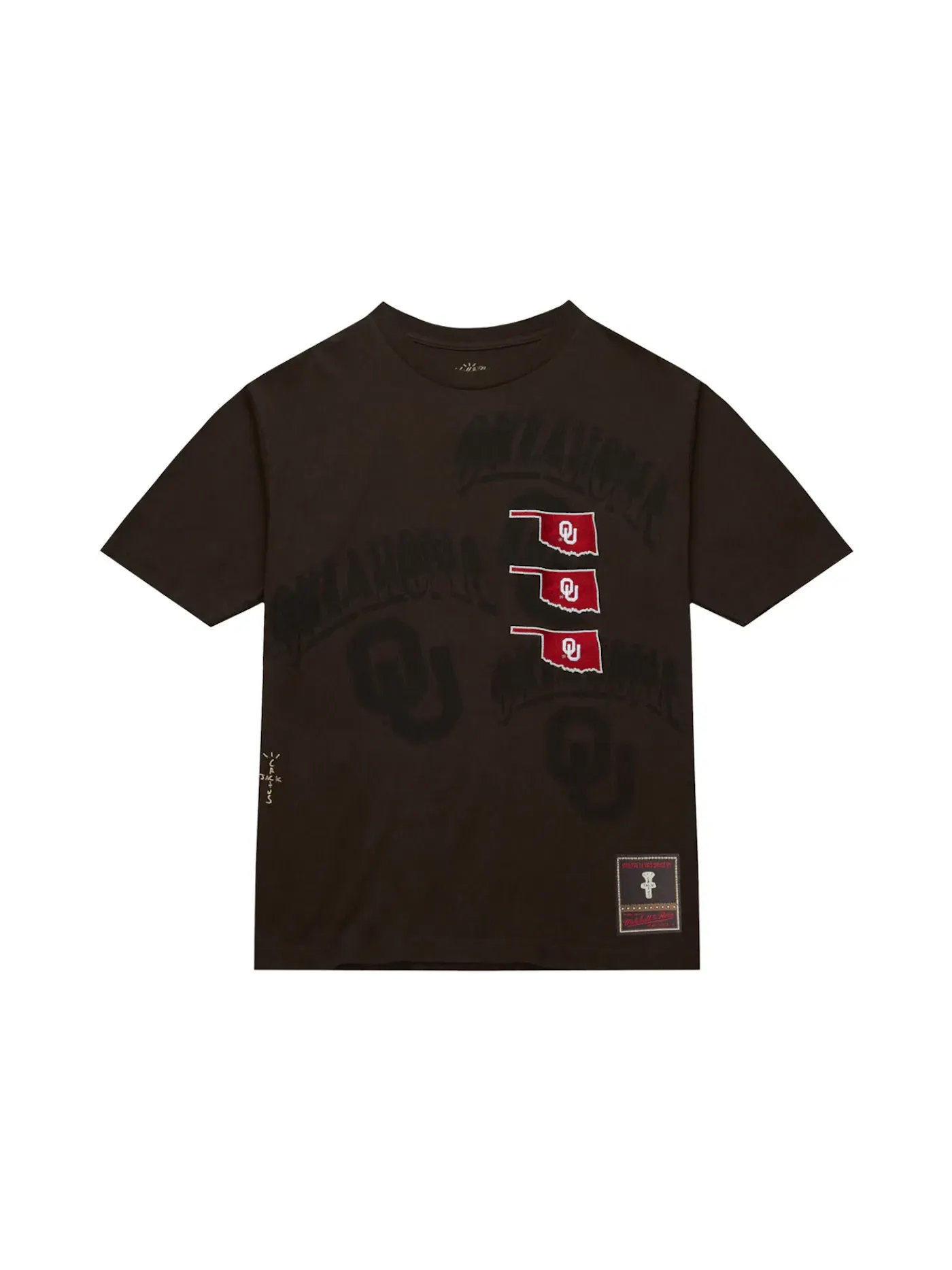 Футболка с принтом Travis Scott x Mitchell & Ness Oklahoma Sooners Seal T-Shirt — изображение 1 из 2, коричневый