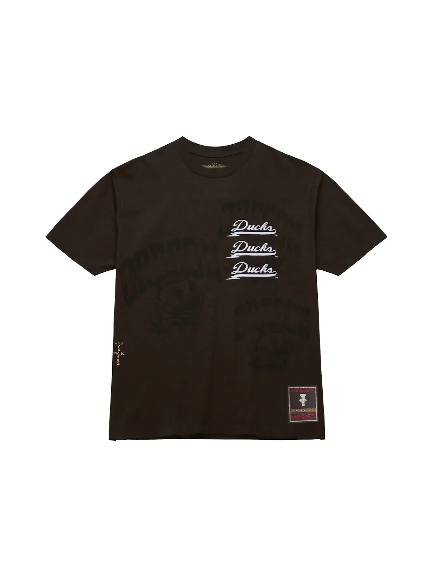 Унисекс футболка с принтом Travis Scott x Mitchell & Ness Oregon Ducks Seal T-Shirt — изображение 1 из 2, коричневый