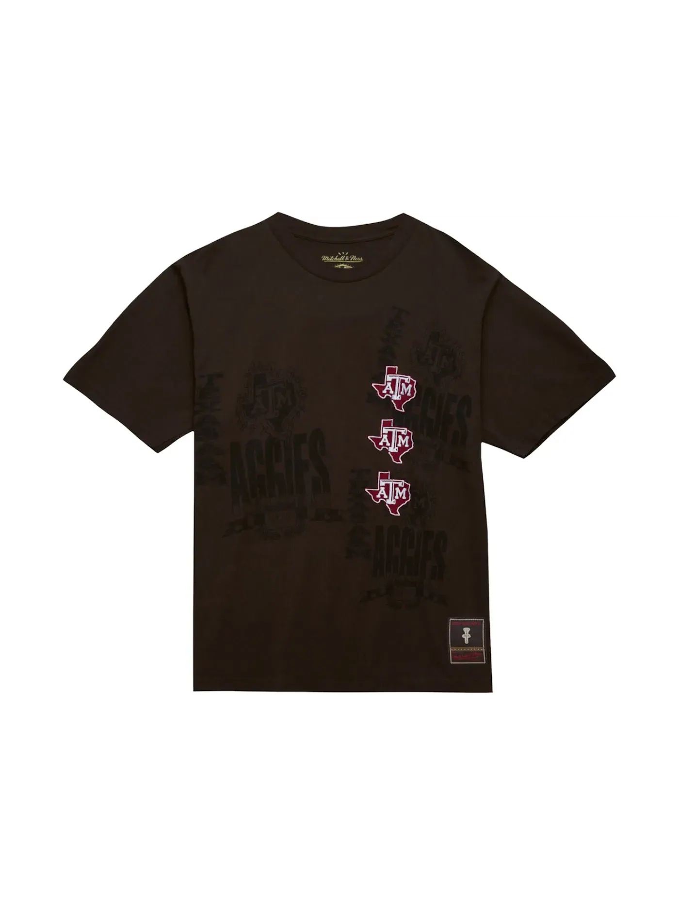 Детская футболка хлопковая Travis Scott x Mitchell & Ness Texas A&M Aggies Seal T-Shirt — изображение 1 из 2, коричневый