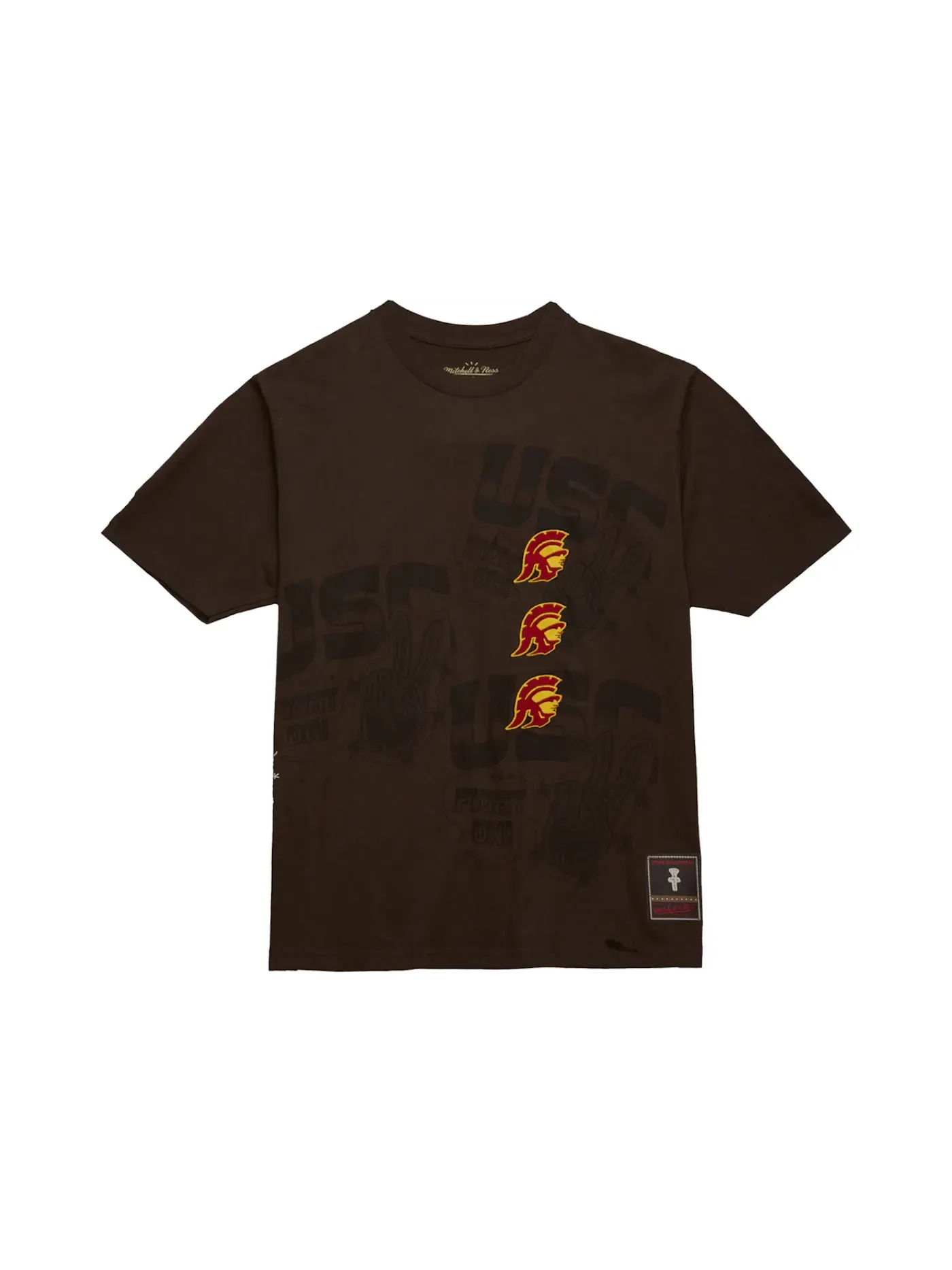 Унисекс футболка с принтом Travis Scott x Mitchell & Ness USC Trojans Seal T-Shirt — изображение 1 из 2, коричневый