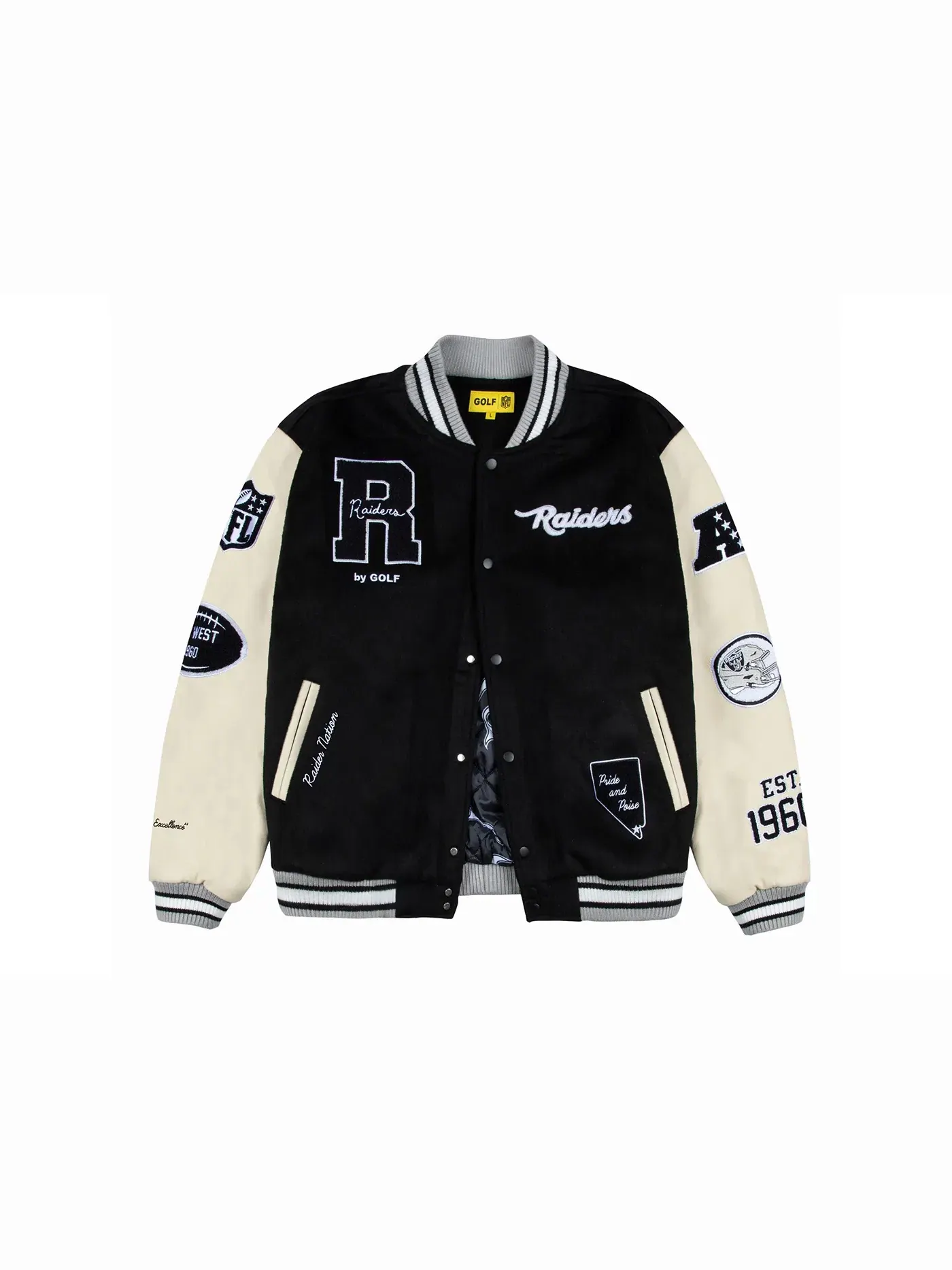 Мужская куртка-бомбер с принтом Tyler, The Creator Golf Wang x NFL Raiders Letterman Golf Le Fleur