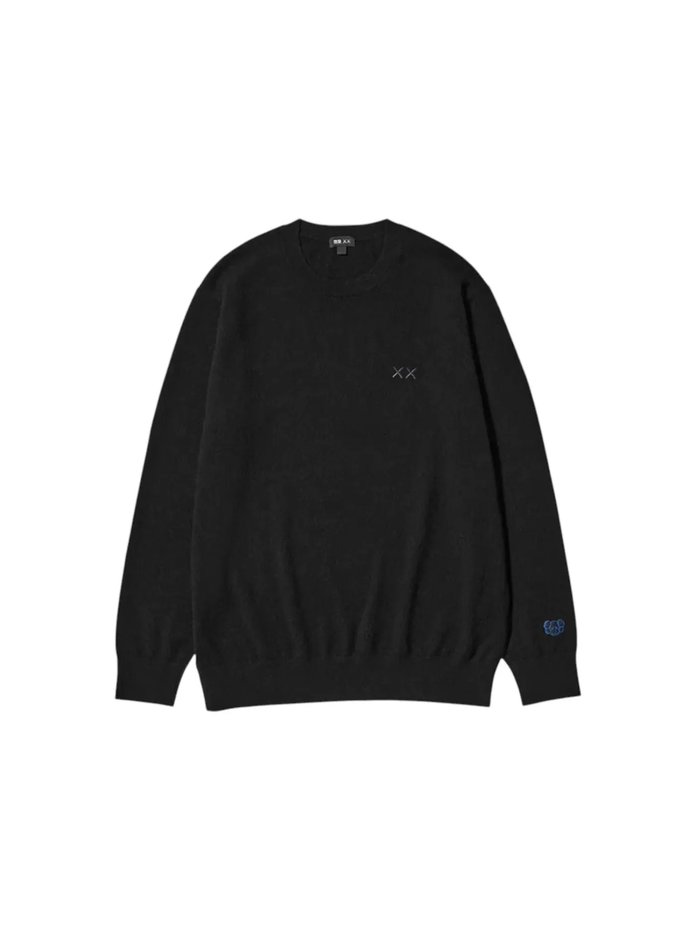 Детский джемпер из кашемира с принтом Uniqlo x KAWS — изображение 1 из 1, черный