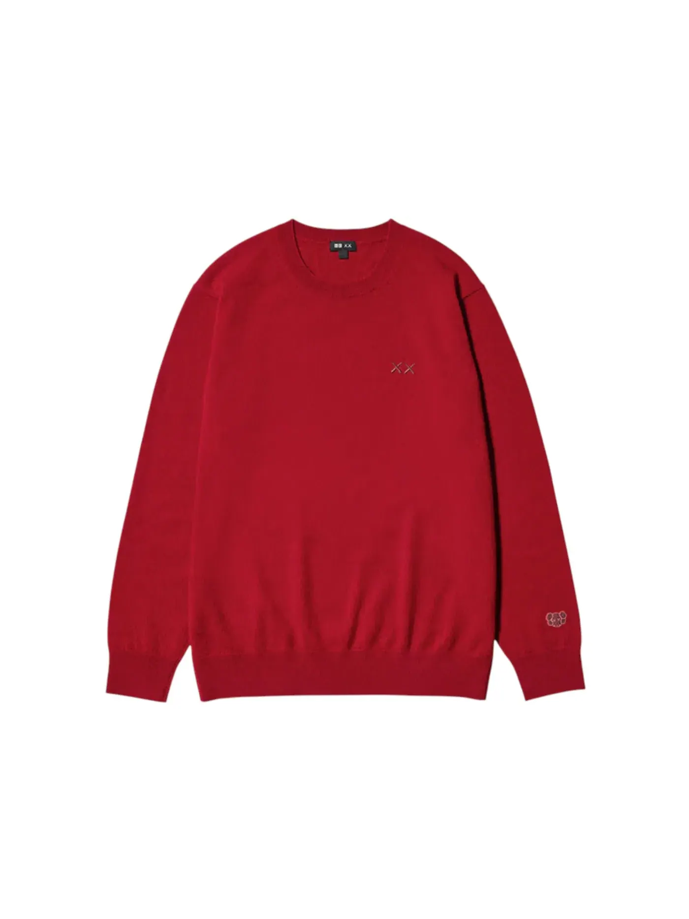 Детский свитер с круглым вырезом из кашемира Uniqlo x KAWS — изображение 1 из 1, красный