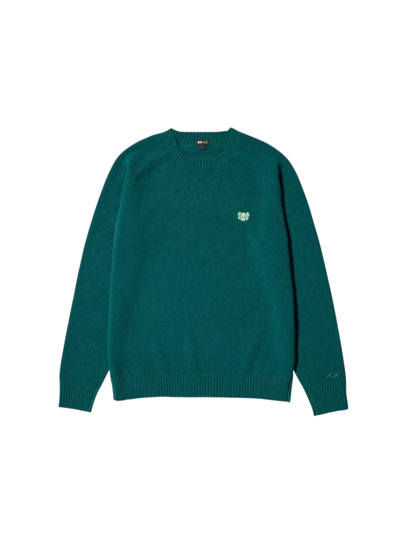Детский свитер из ягненка с круглым вырезом Uniqlo x KAWS Sweater — изображение 1 из 1, зеленый