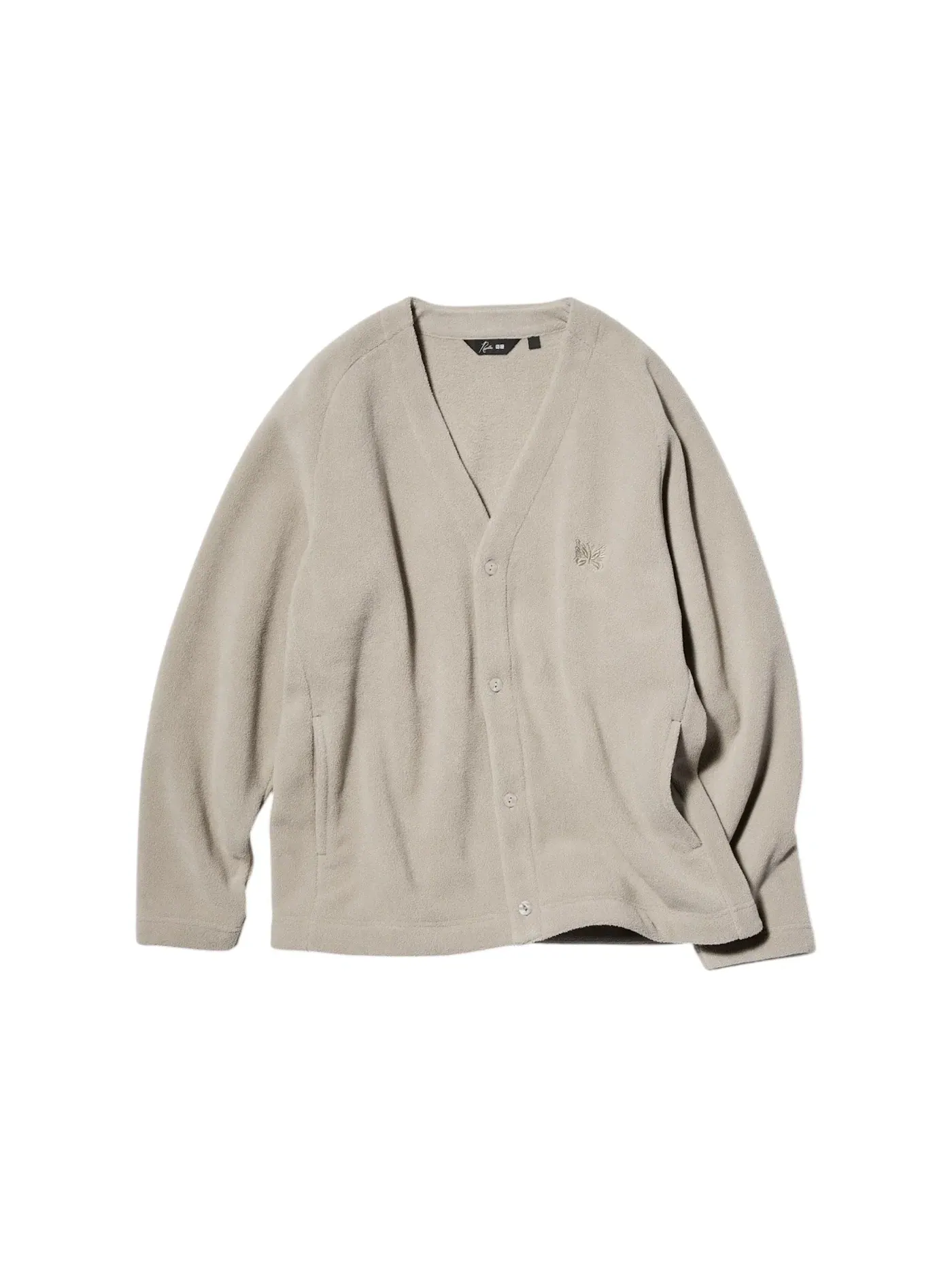 Унисекс-кардиган из флиса с принтом Uniqlo x Needles — изображение 1 из 1, бежевый