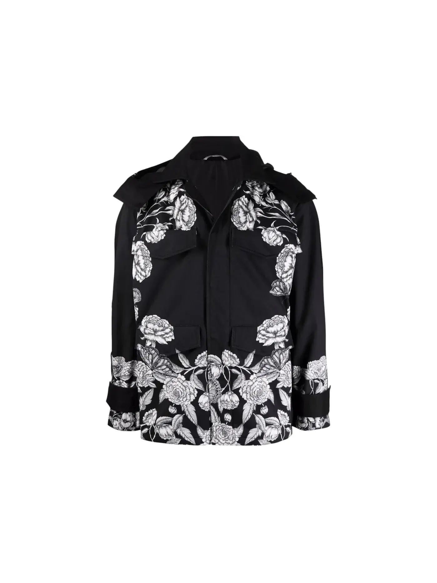 Мужская куртка с капюшоном с принтом Dark Blooming Valentino