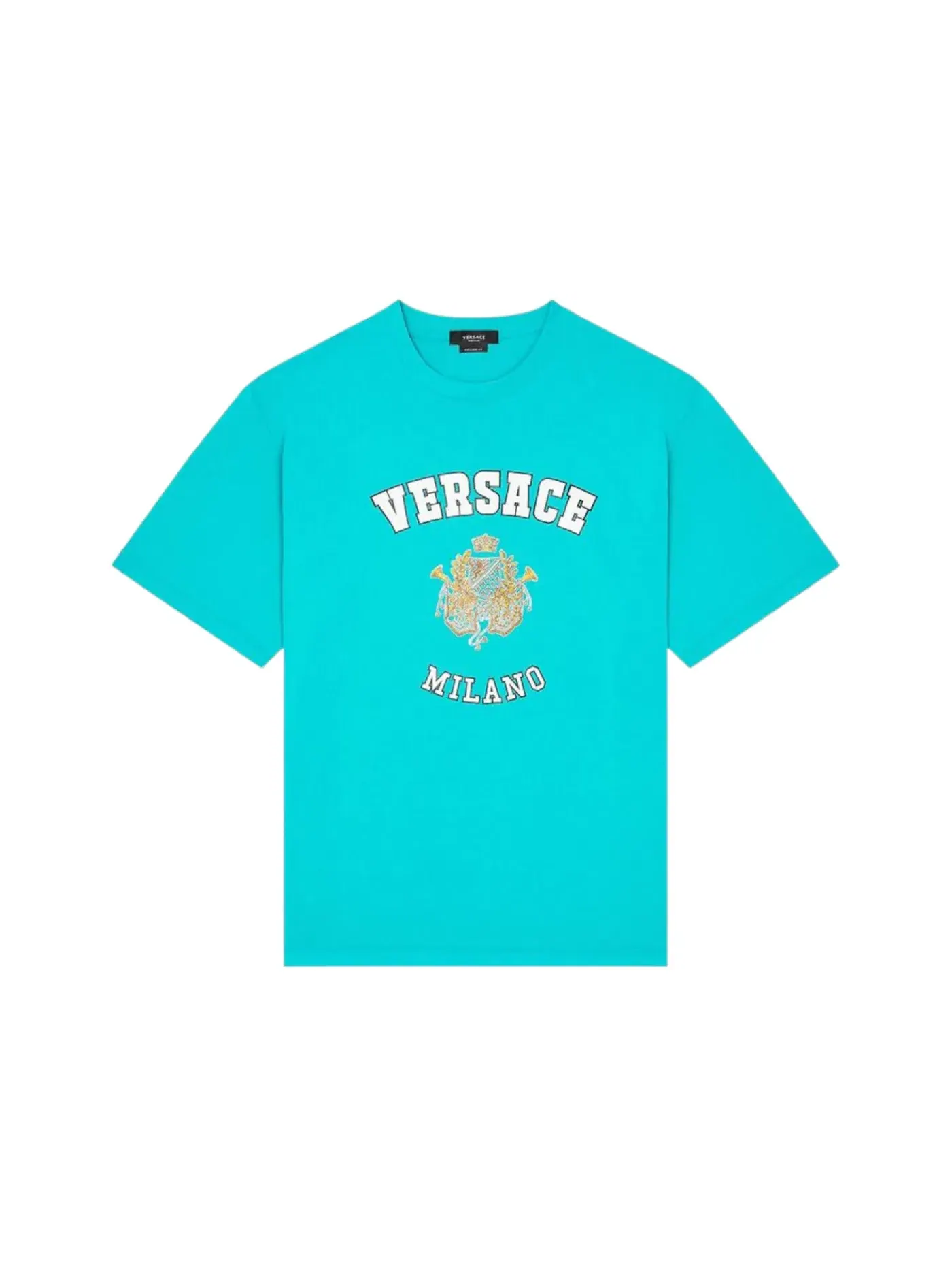 Мужская футболка с принтом Versace Milano College Tee — изображение 1 из 1, бирюзовый